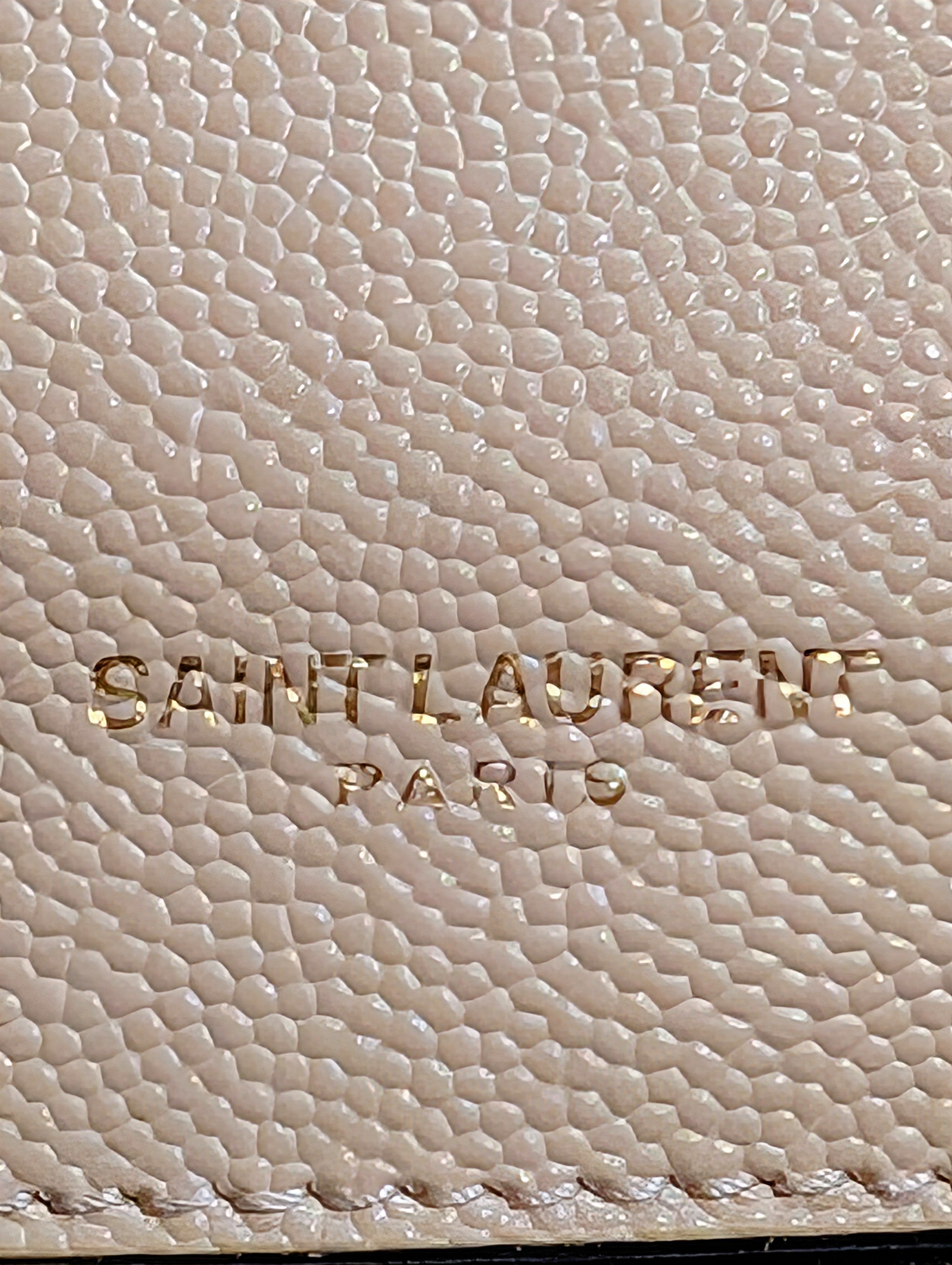 YSL Saint Laurent Beige Embossed Leather Monogram Matelassé Chain