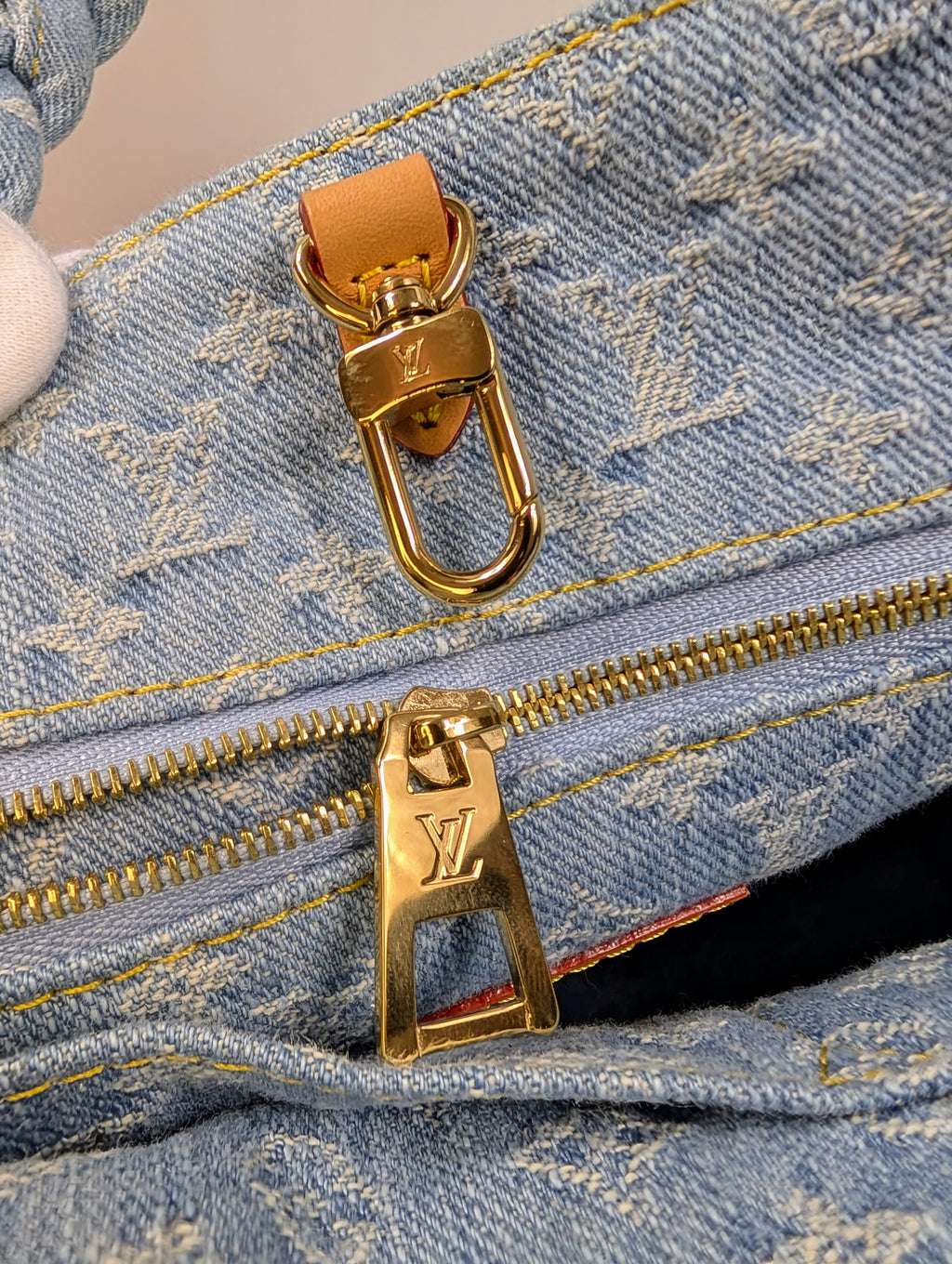 Louis Vuitton "Sky Denim" Jacquard Denim OnTheGo PM Tote Bag