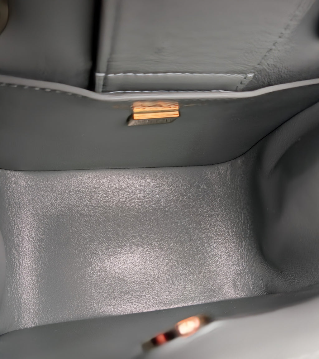 Chanel Rare Light Grey Quilted Caviar Leather Small Bucket Drawstring Bag
