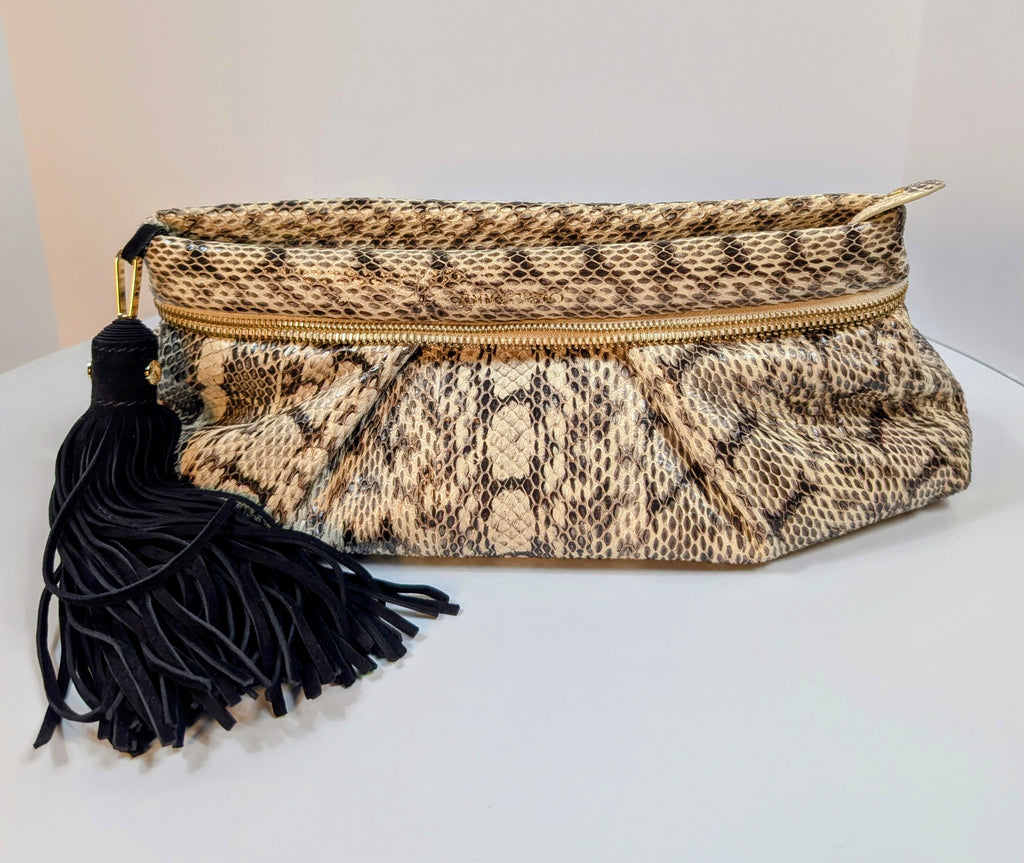 Jimmy Choo Rilley Clutch Bag in Natural Python