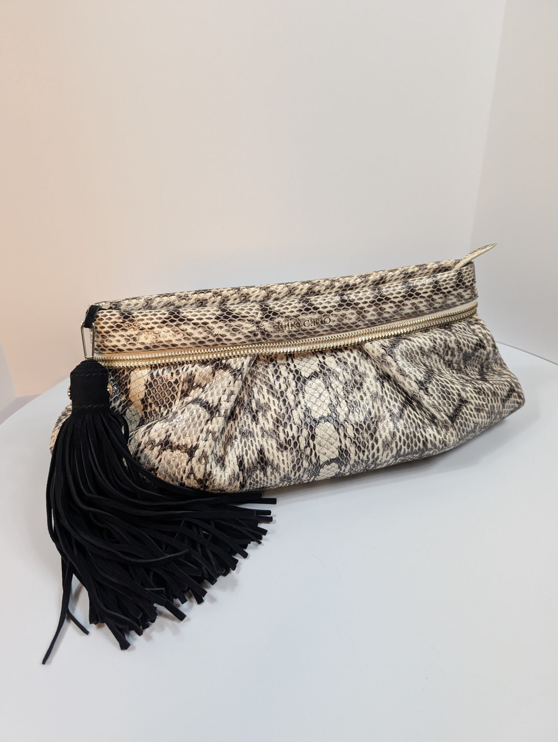 Jimmy Choo Rilley Clutch Bag in Natural Python