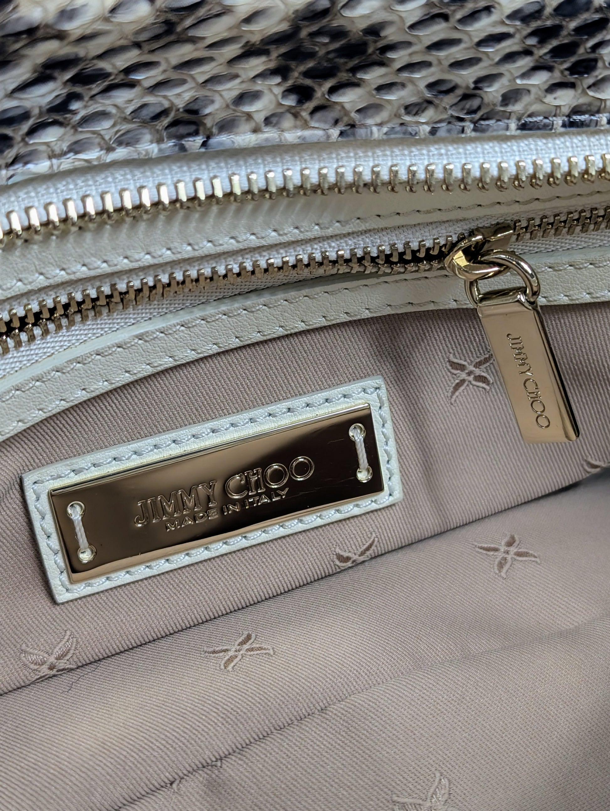 Jimmy Choo Rilley Clutch Bag in Natural Python