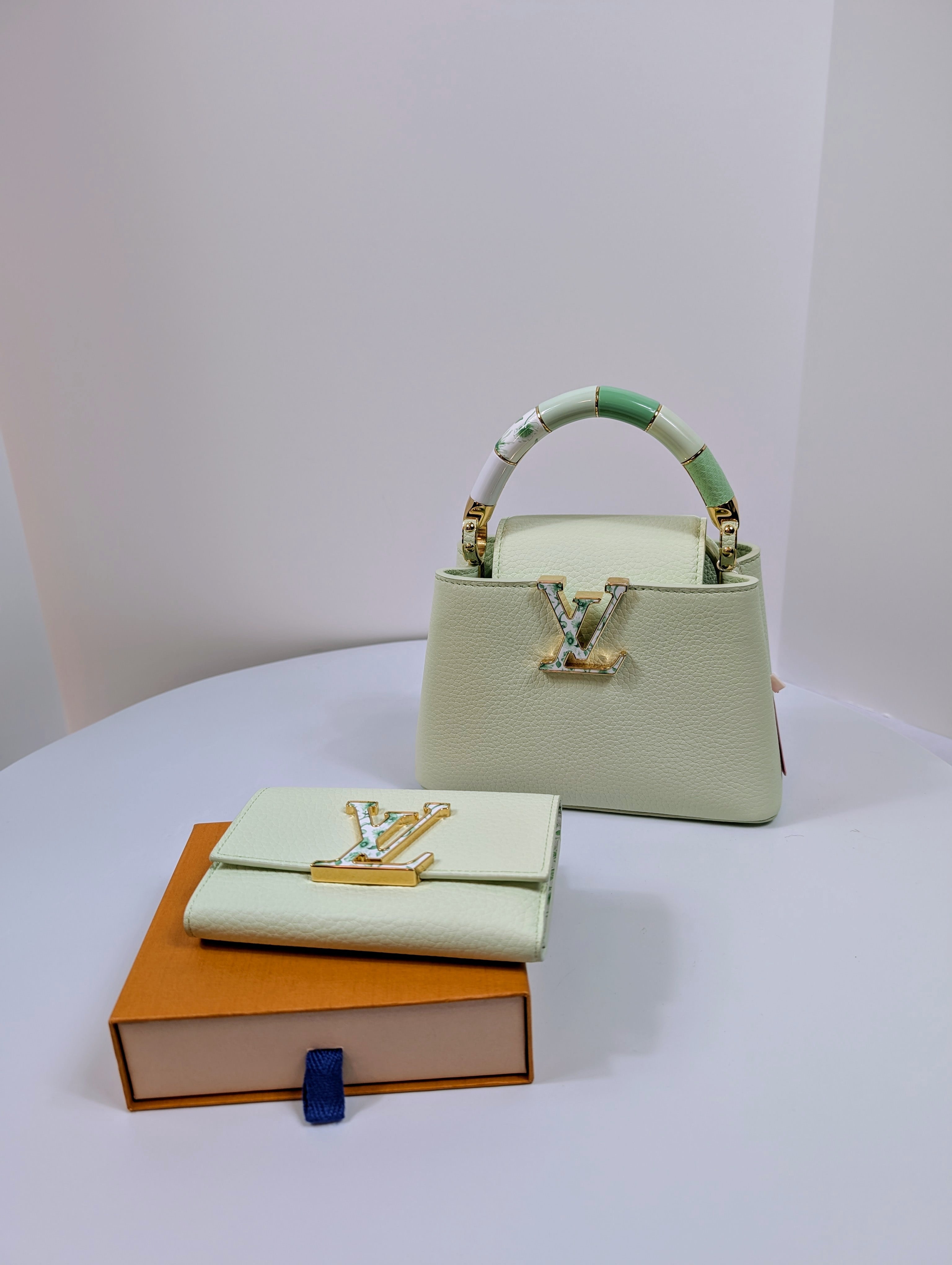 Louis Vuitton Mint Capucines Mini Bag and LV Mint Capucines Wallet Bundle