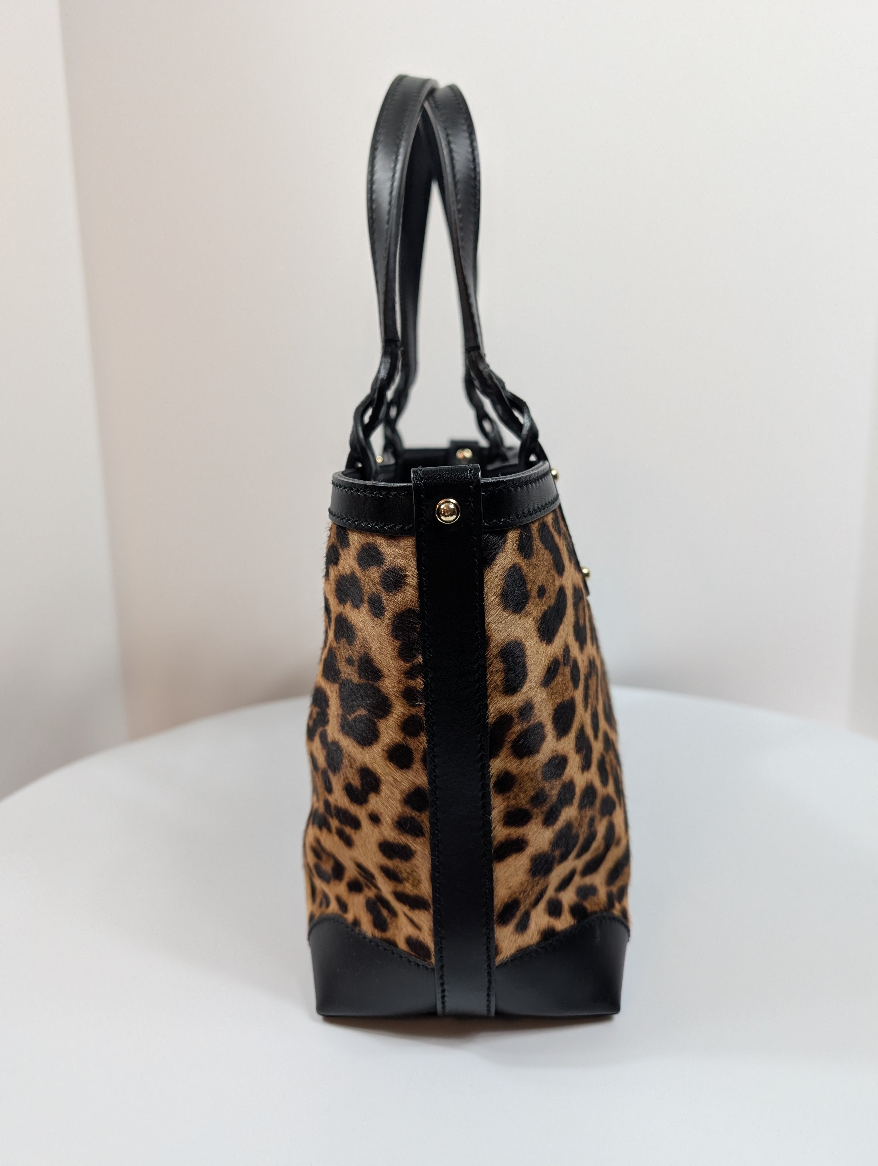 Gucci Vintage Horsebit 1955 Small Tote Bag in Leopard Print Calf Hair