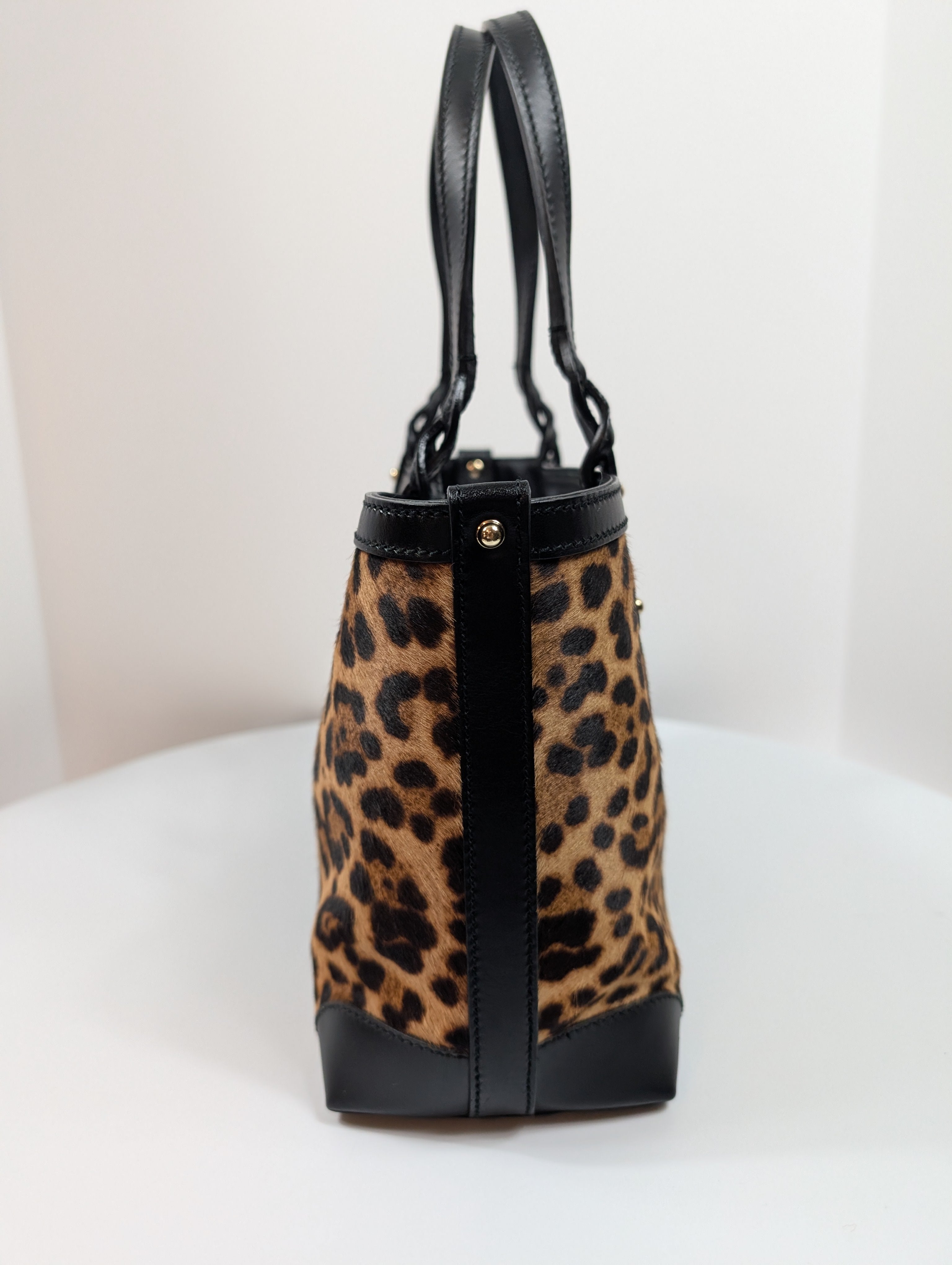 Gucci Vintage Horsebit 1955 Small Tote Bag in Leopard Print Calf Hair