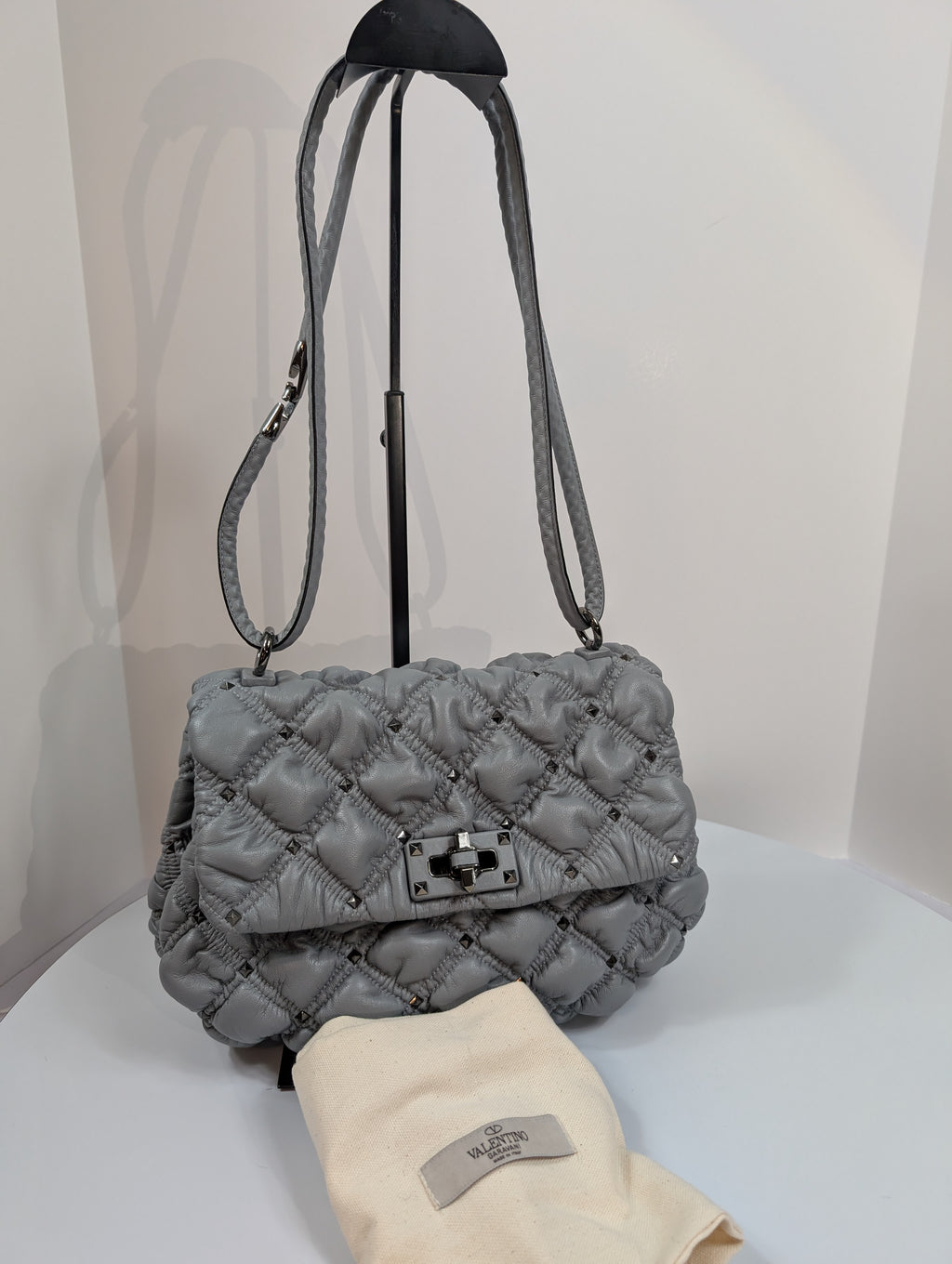Valentino Garavani Blue/Grey Roman Stud Shoulder Bag