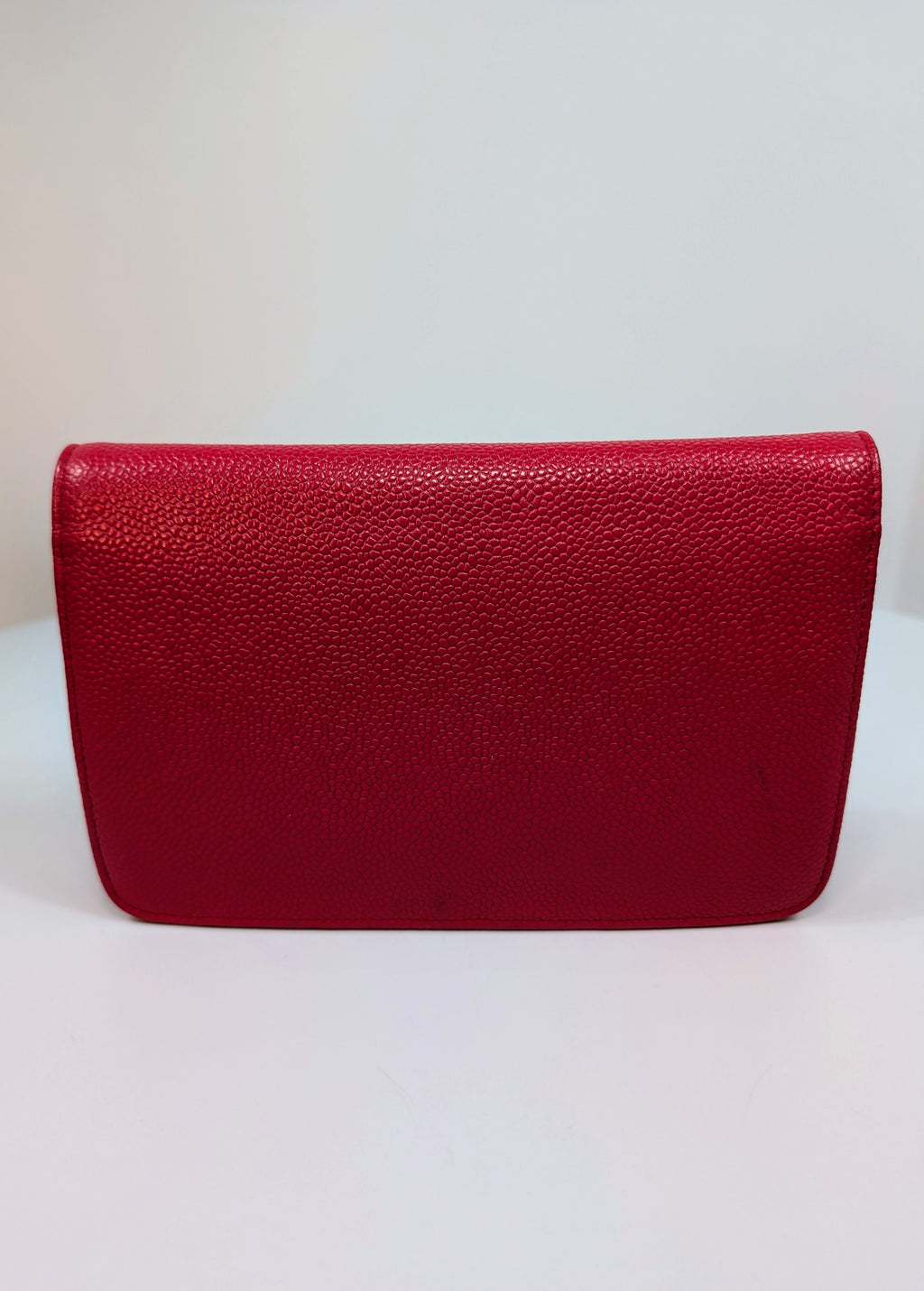 Chanel Red Stitched Logo Wallet on Chain (WOC)