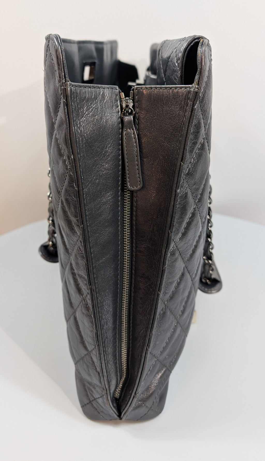 Chanel Reissue 2.55 Dark Grey Anthracite Shopping Tote in Aged Calfskin