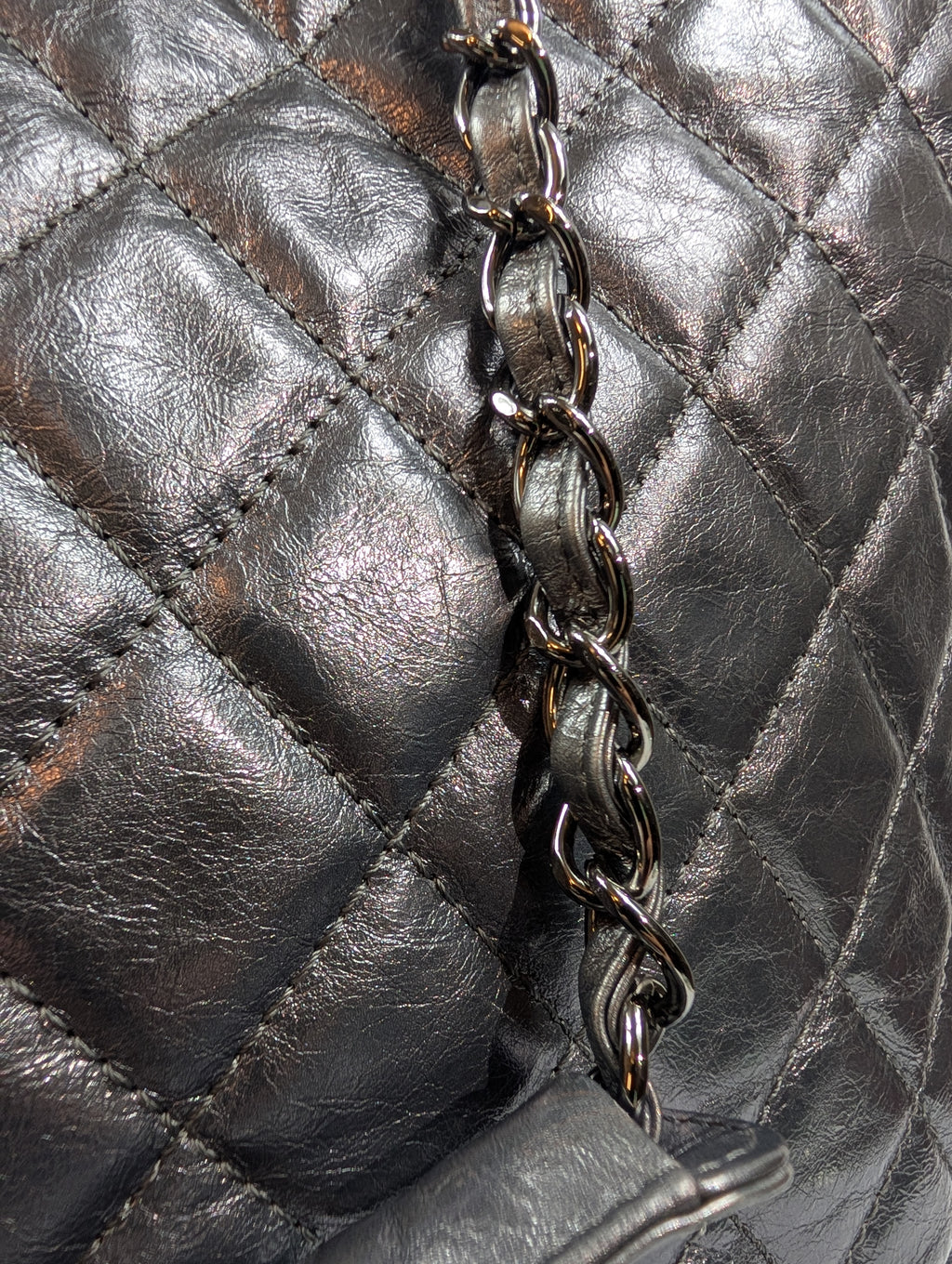 Chanel Reissue 2.55 Dark Grey Anthracite Shopping Tote in Aged Calfskin