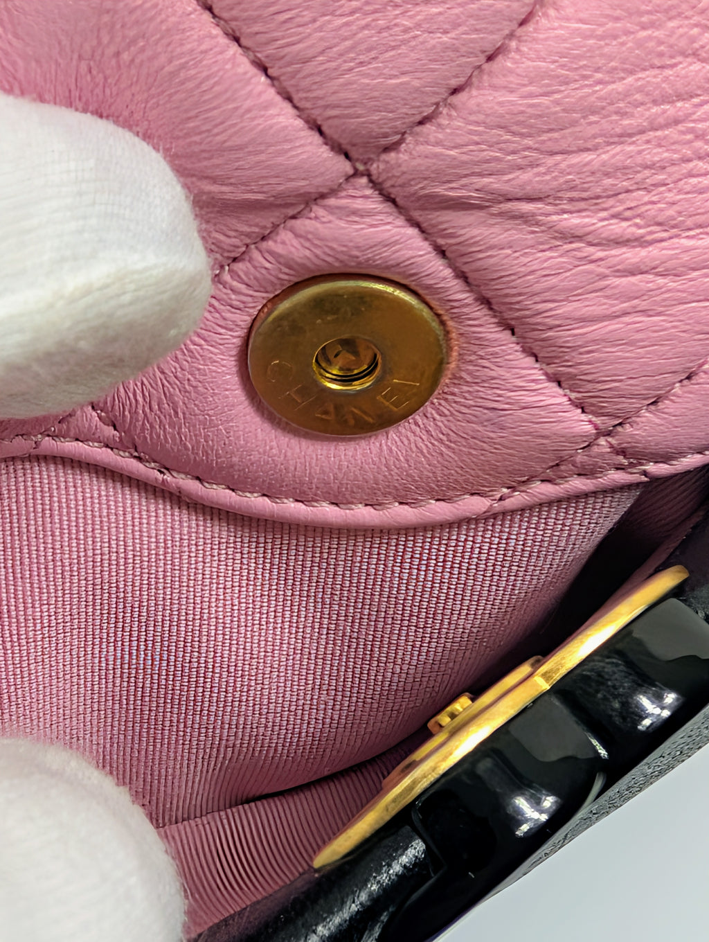 Chanel Tricolor Pink Black Beige Quilted Mini Camera Bag