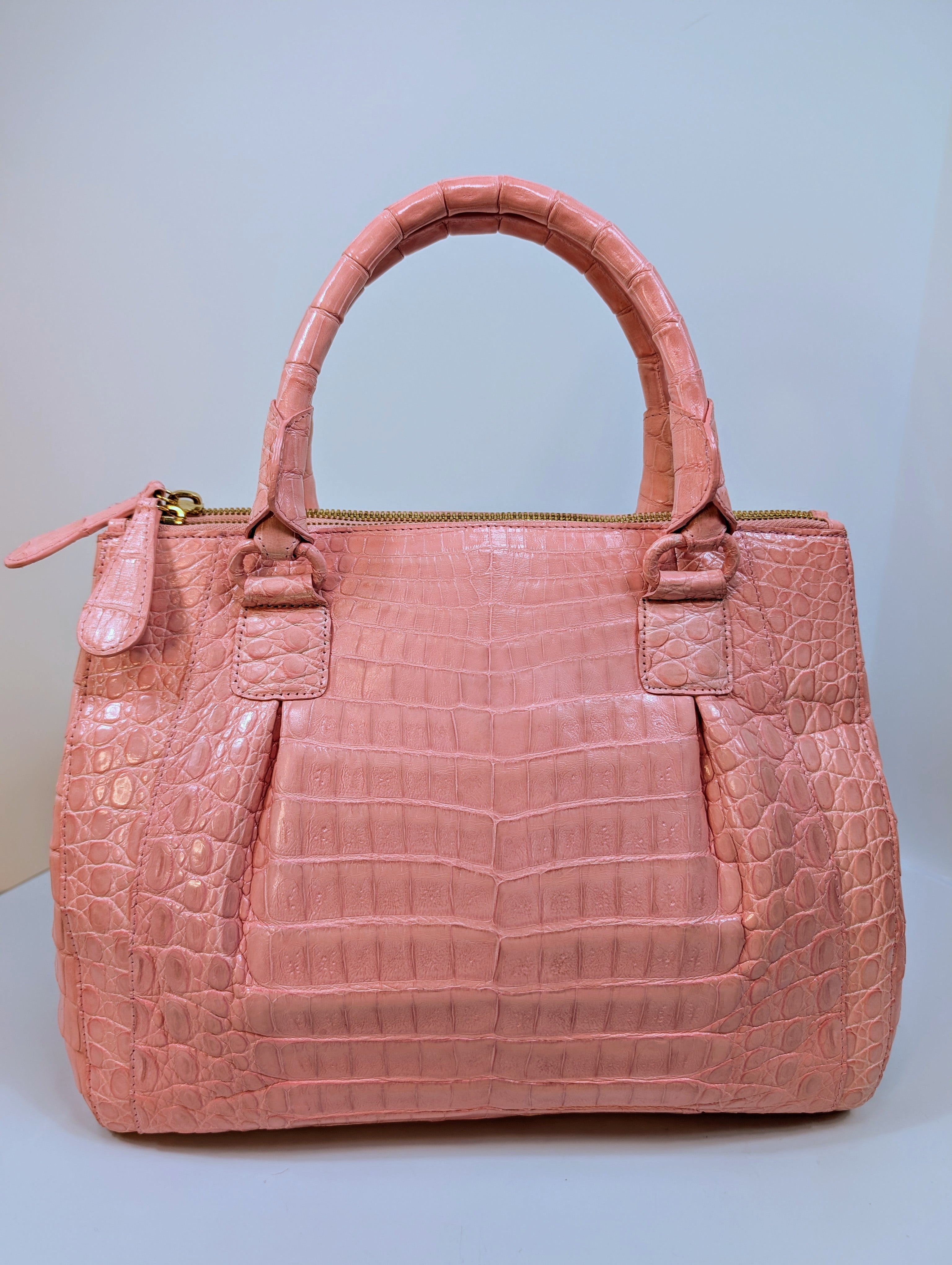 Nancy Gonzales Pink Crocodile Top Handle Bag
