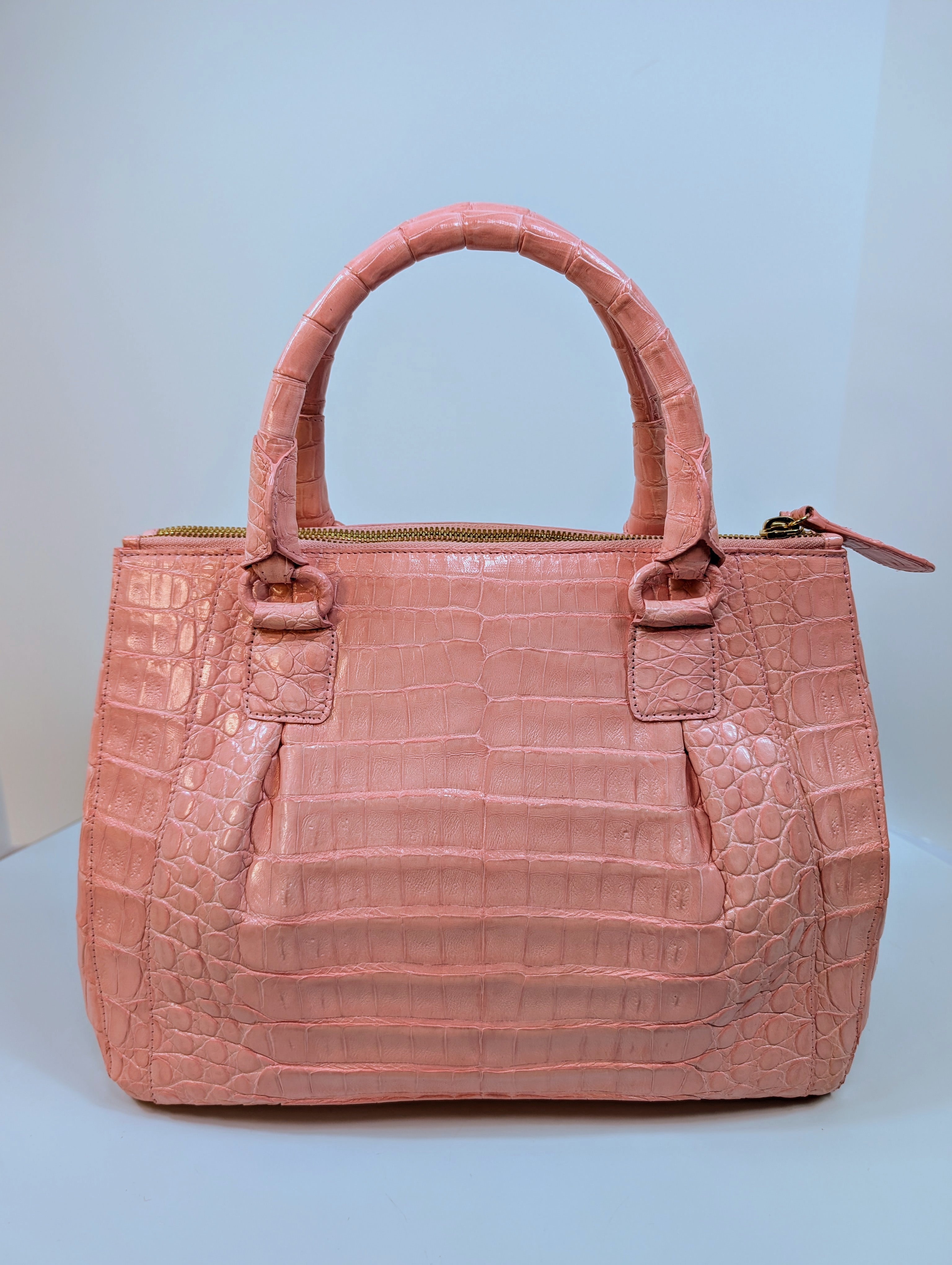 Nancy Gonzales Pink Crocodile Top Handle Bag