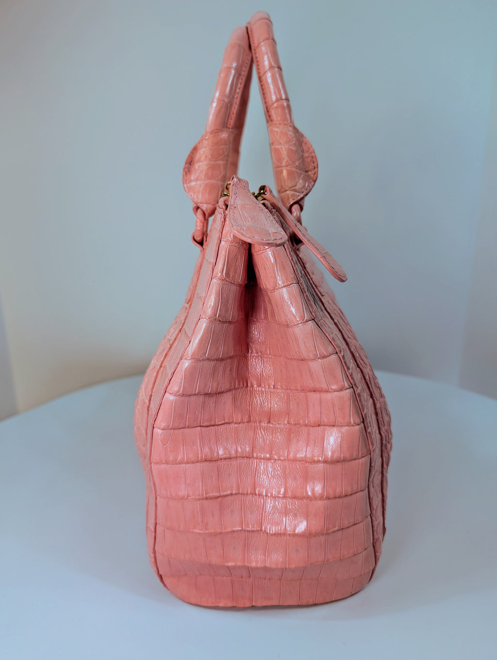 Nancy Gonzales Pink Crocodile Top Handle Bag