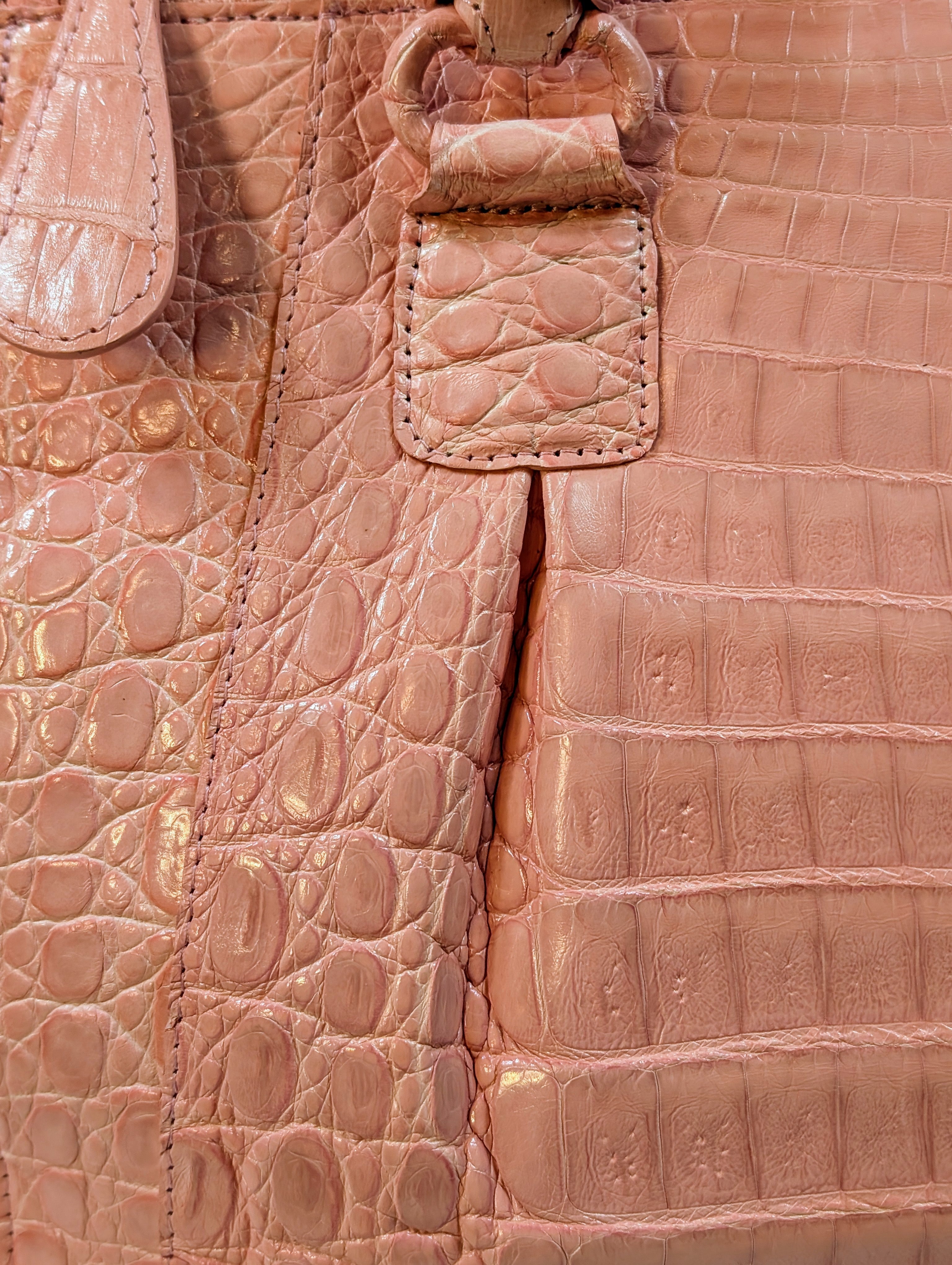 Nancy Gonzales Pink Crocodile Top Handle Bag