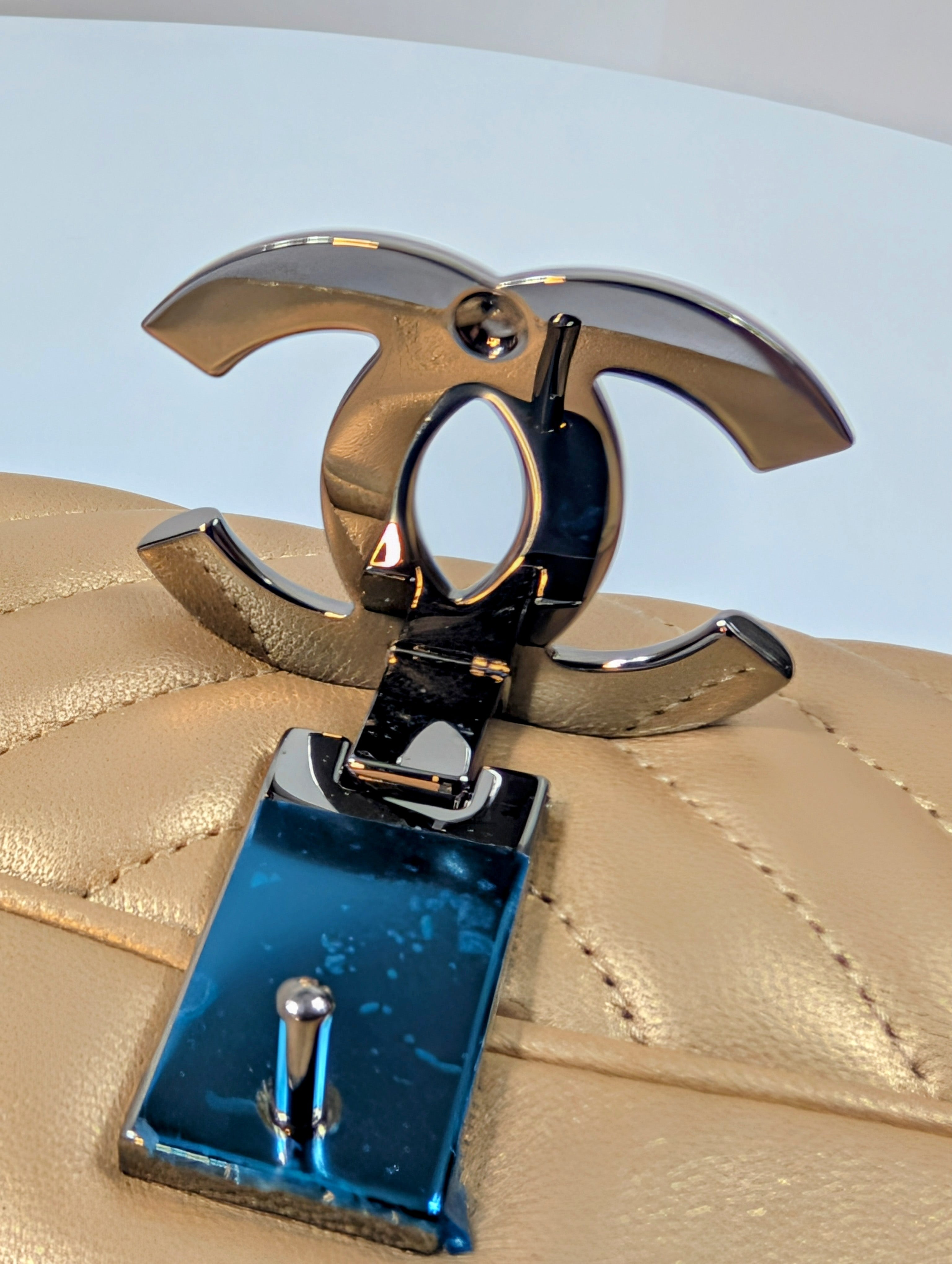 Chanel Rose Gold Classic Chevron Clutch with Chain