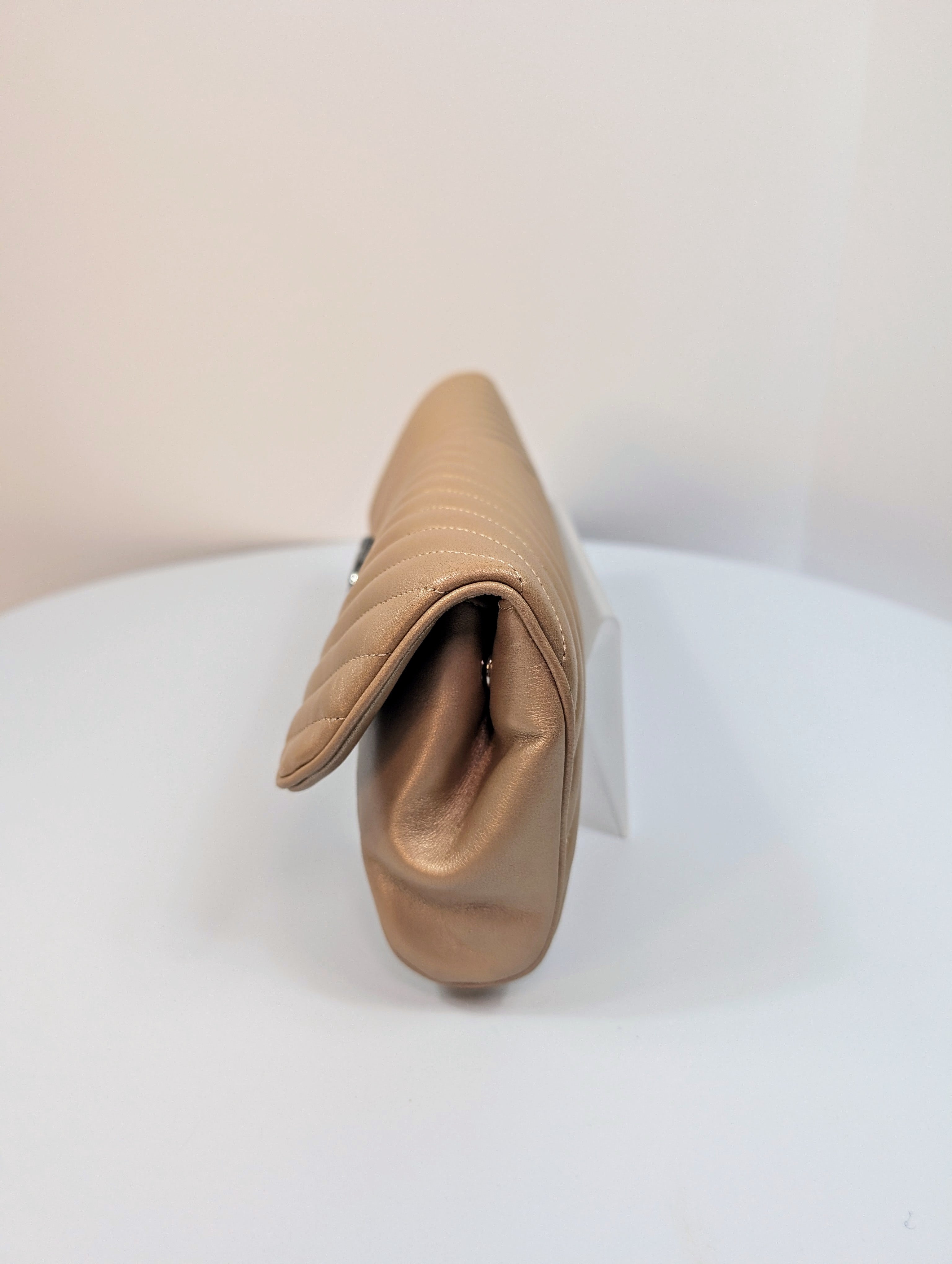 Chanel Rose Gold Classic Chevron Clutch with Chain