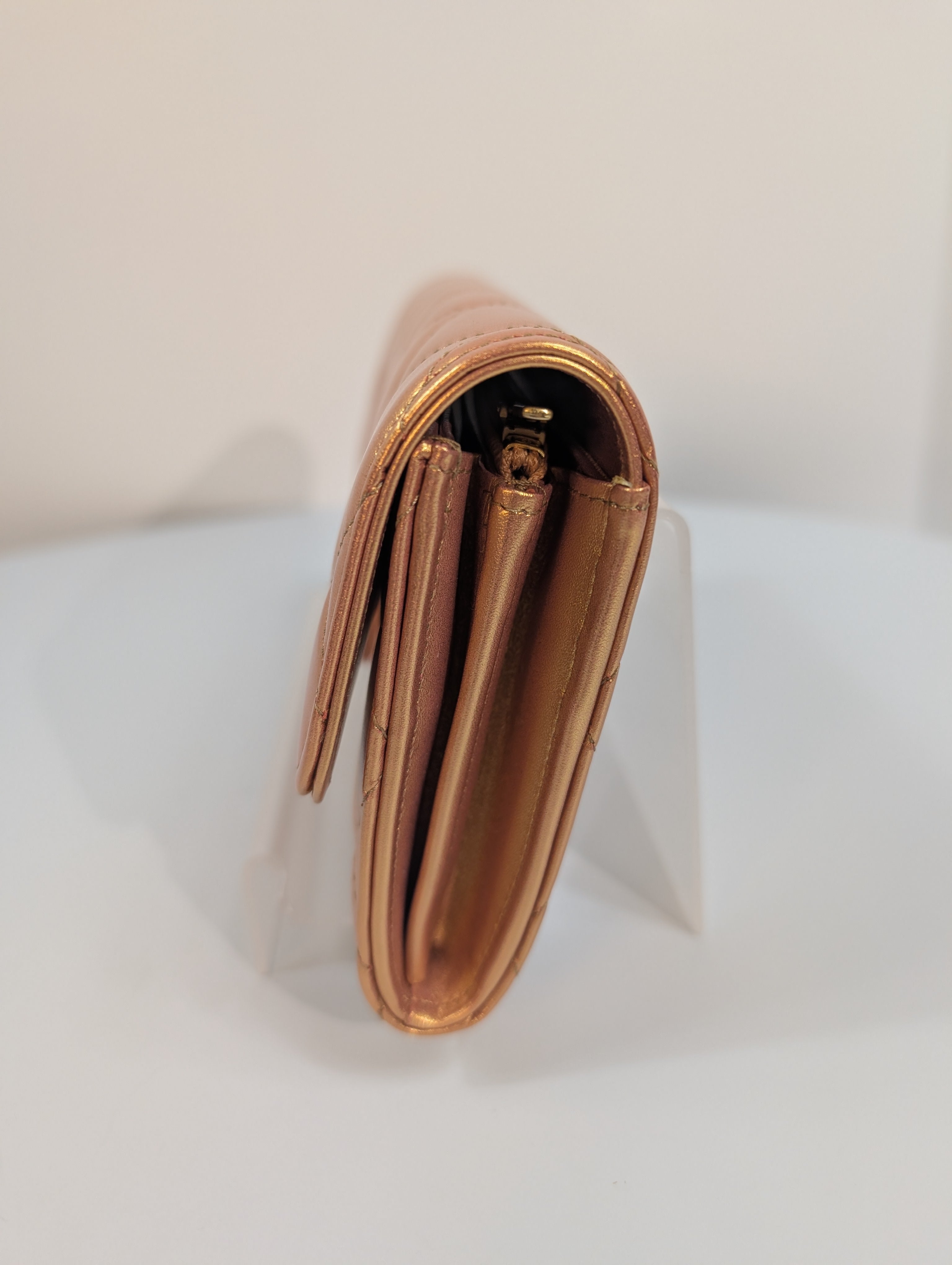 Chanel Classic Quilted Rose Gold Clutch