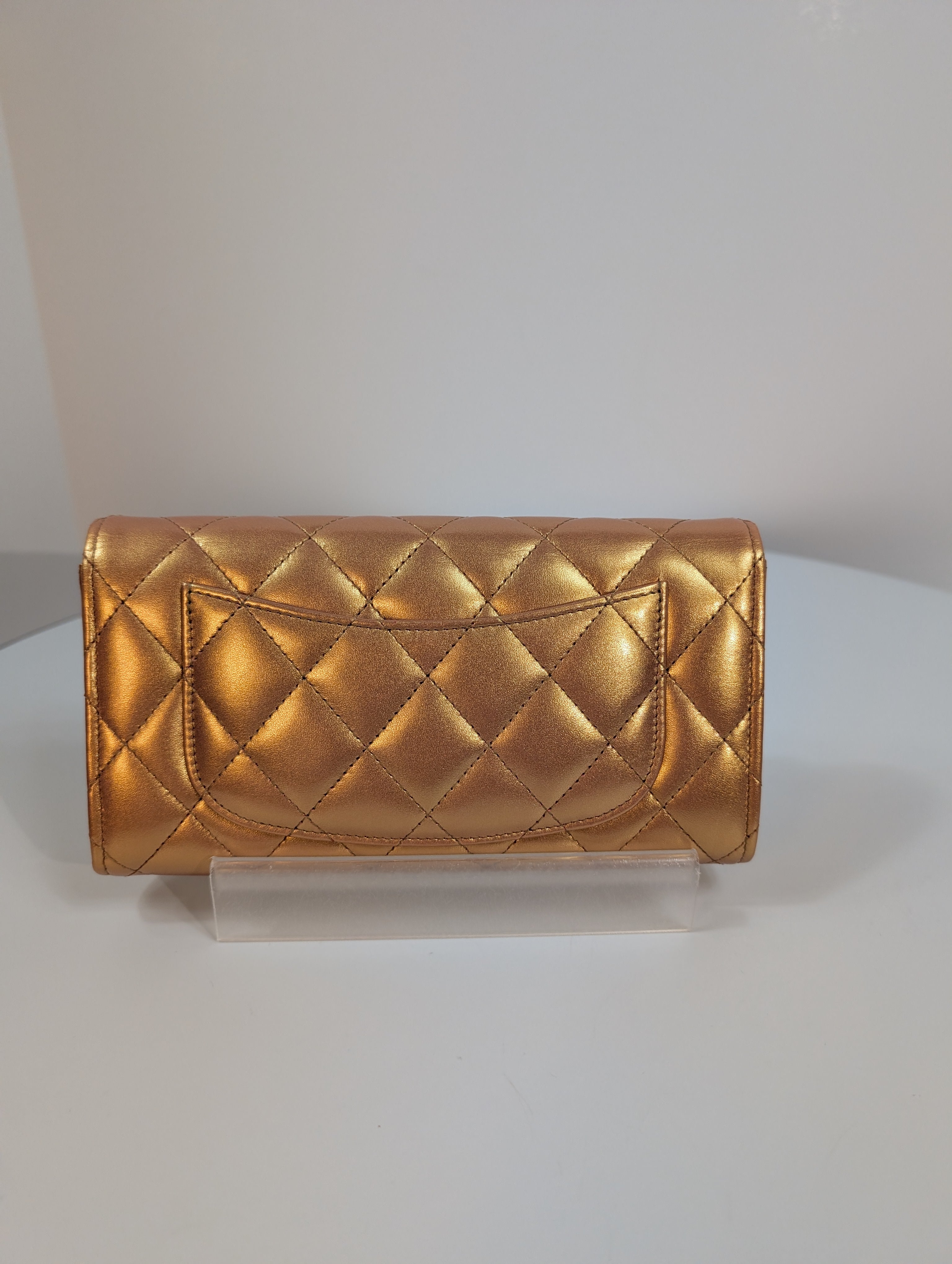 Chanel Classic Quilted Rose Gold Clutch
