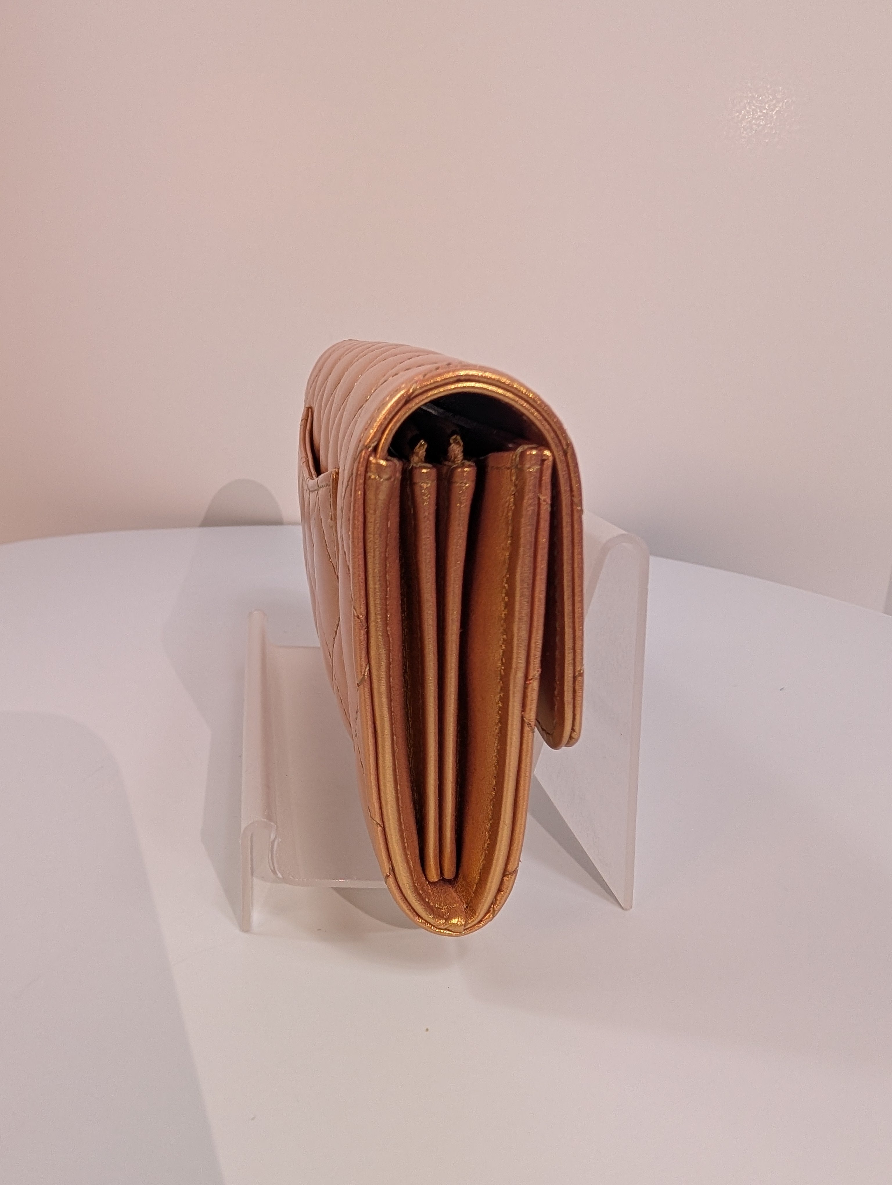 Chanel Classic Quilted Rose Gold Clutch