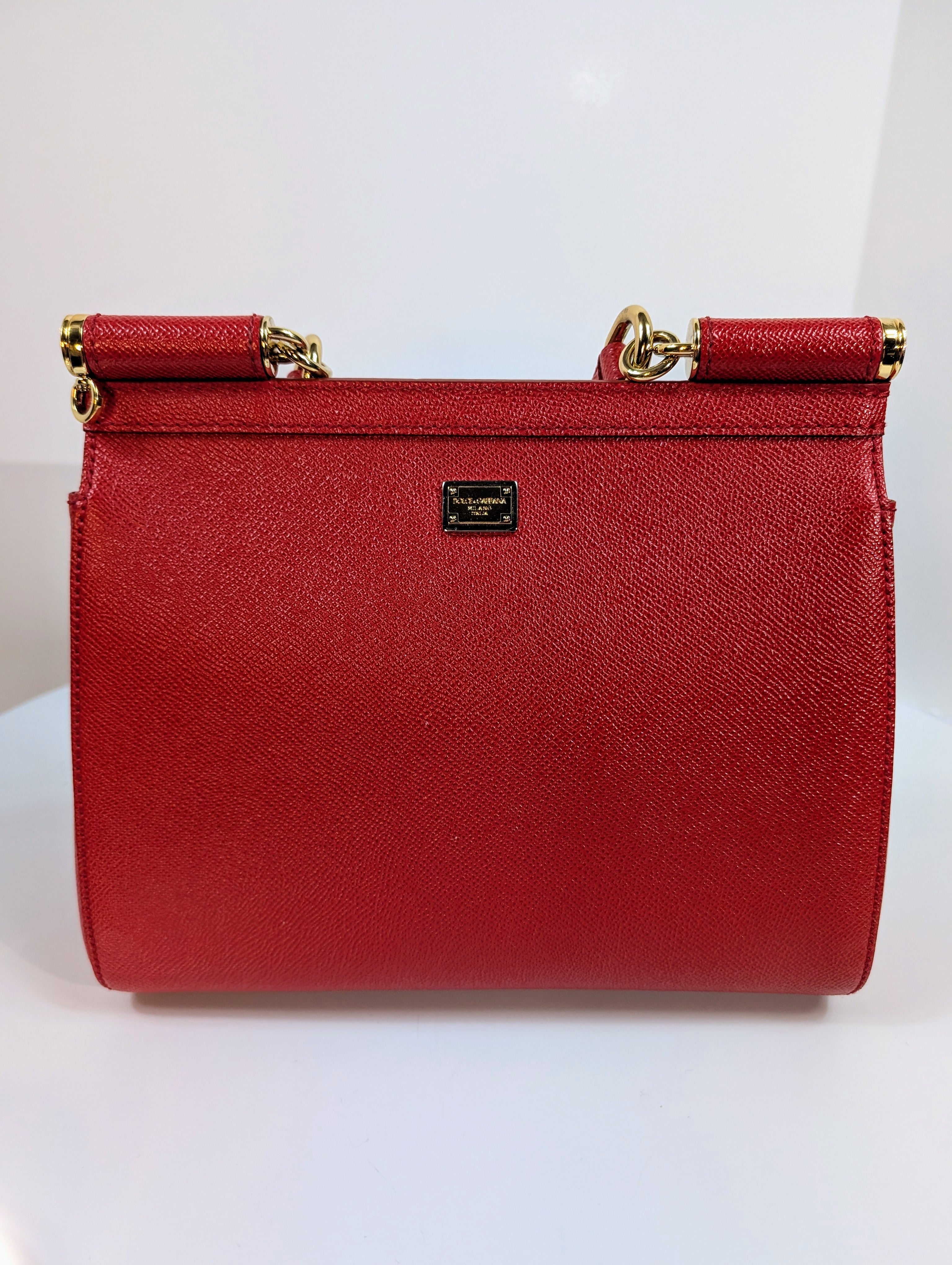 24AW new/Dolce & Gabbana シシリーサッチェルバッグ Bag Red Dolce & Gabbana Red Sicily Bag with Carriage Embellishment