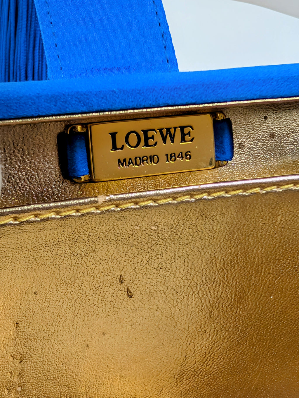 Loewe Blue Box Chain Clutch with Tassel