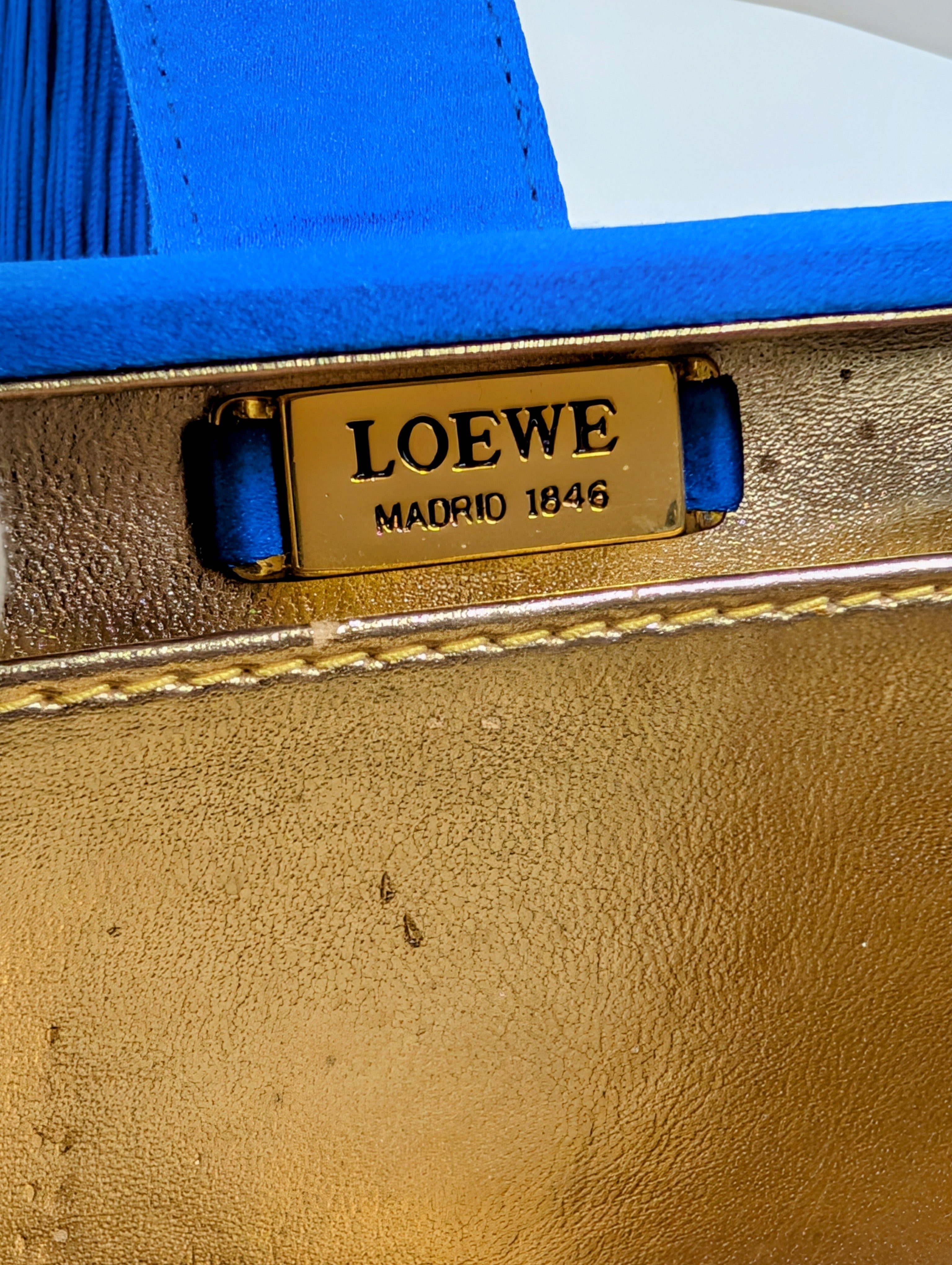 Loewe Blue Box Chain Clutch with Tassel