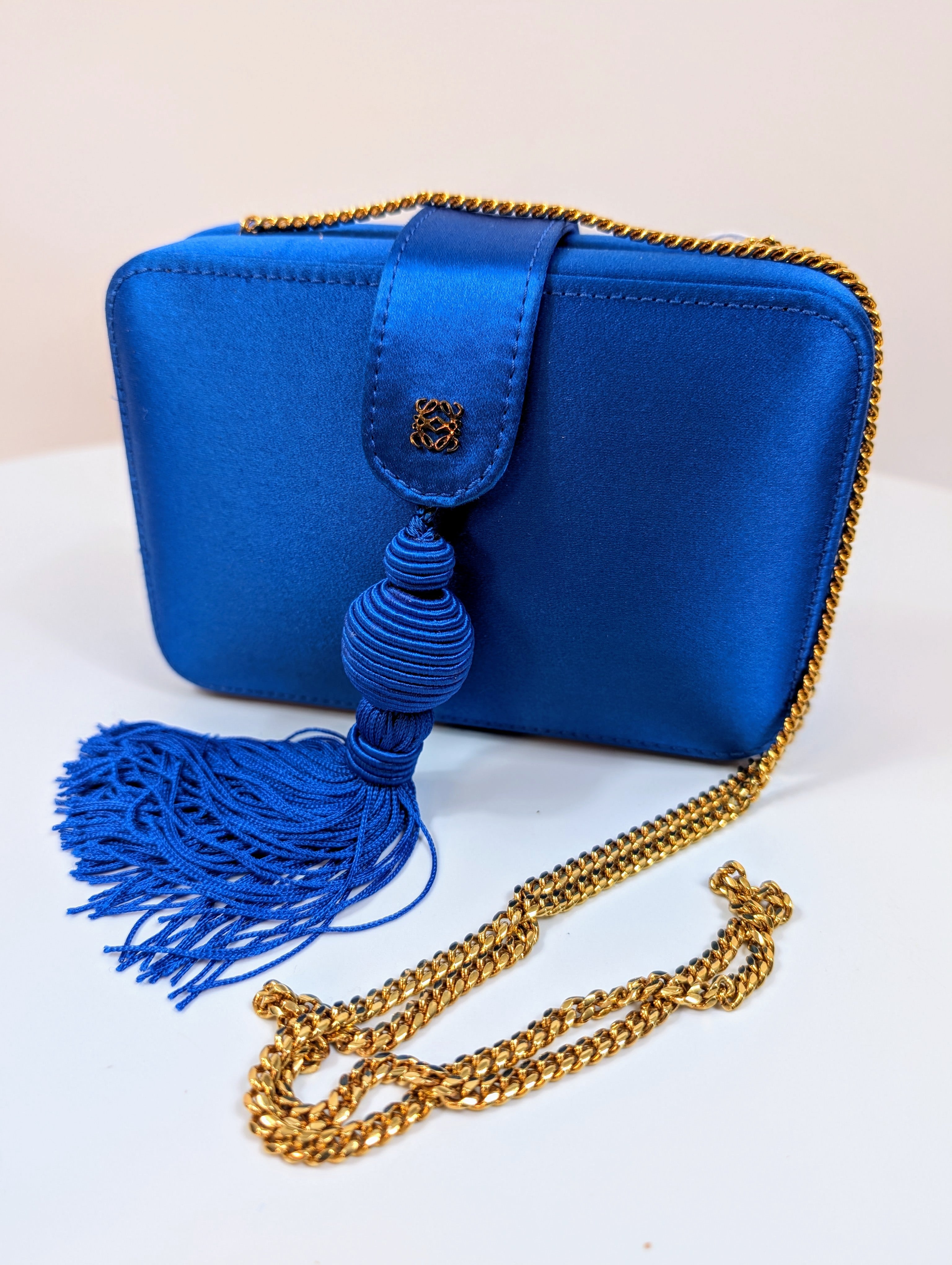 Loewe Blue Box Chain Clutch with Tassel
