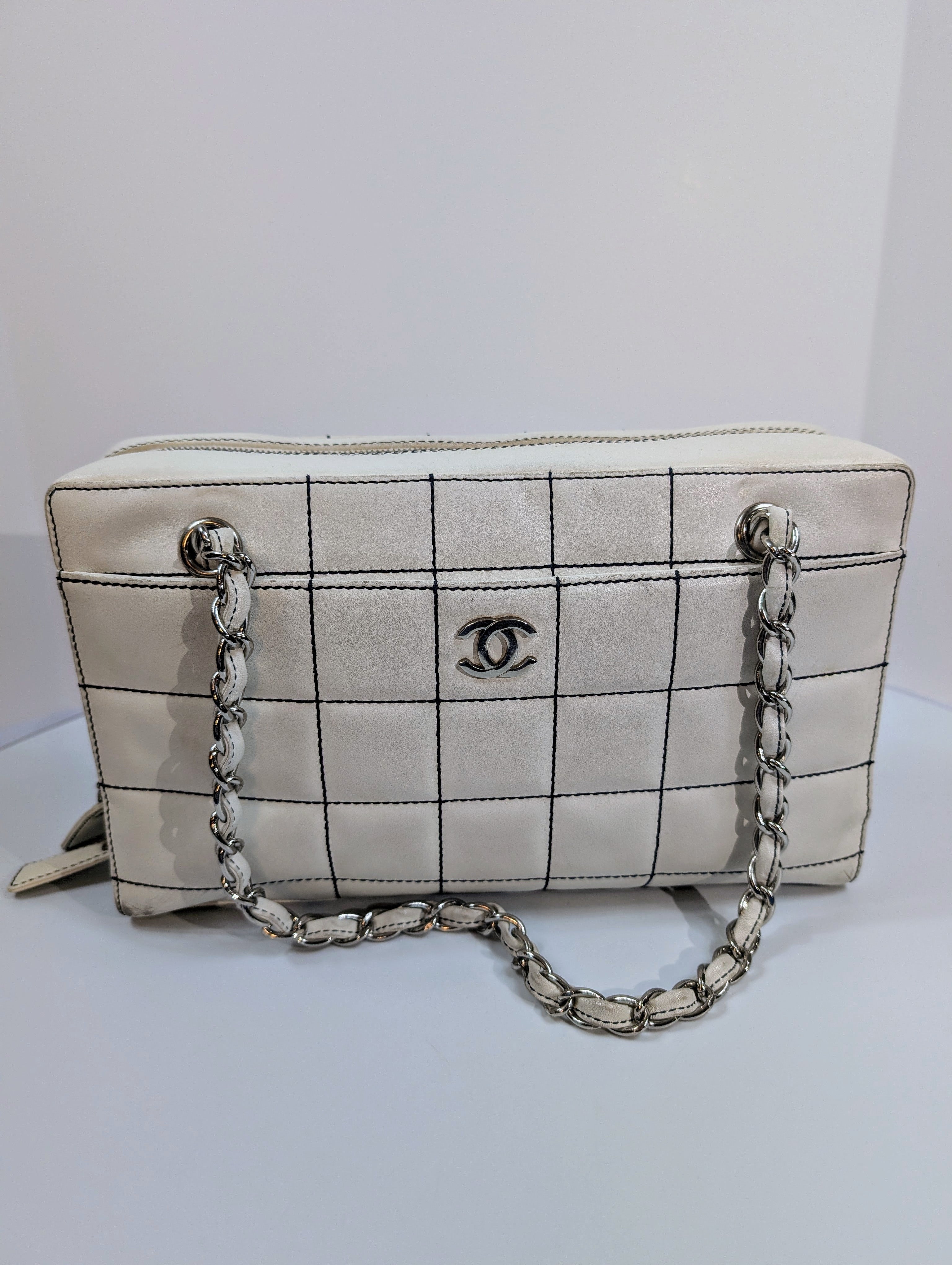 Chanel Vintage White Chocolate Bar/Camera Shoulder Bag