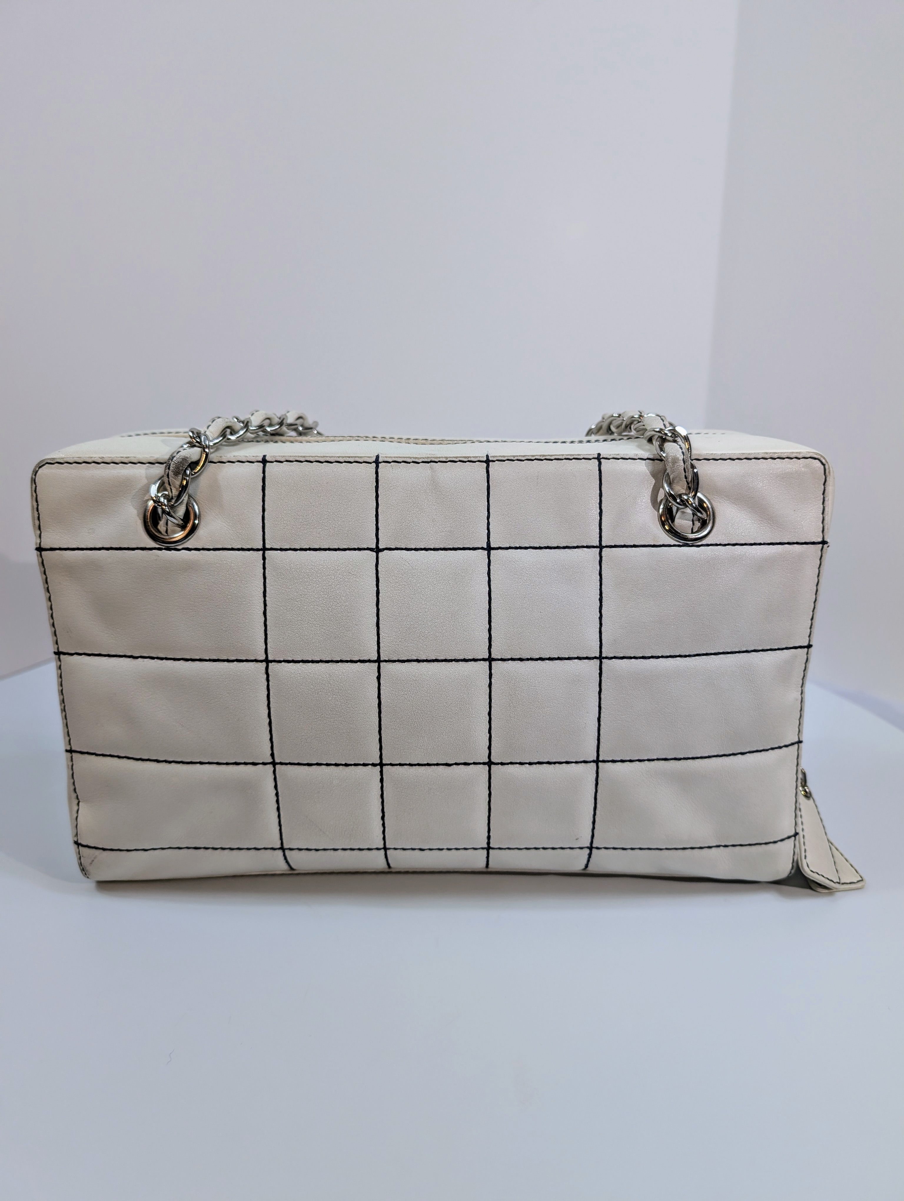 Chanel Vintage White Chocolate Bar/Camera Shoulder Bag