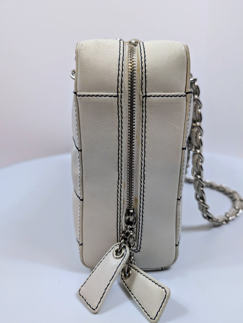 Chanel Vintage White Chocolate Bar/Camera Shoulder Bag