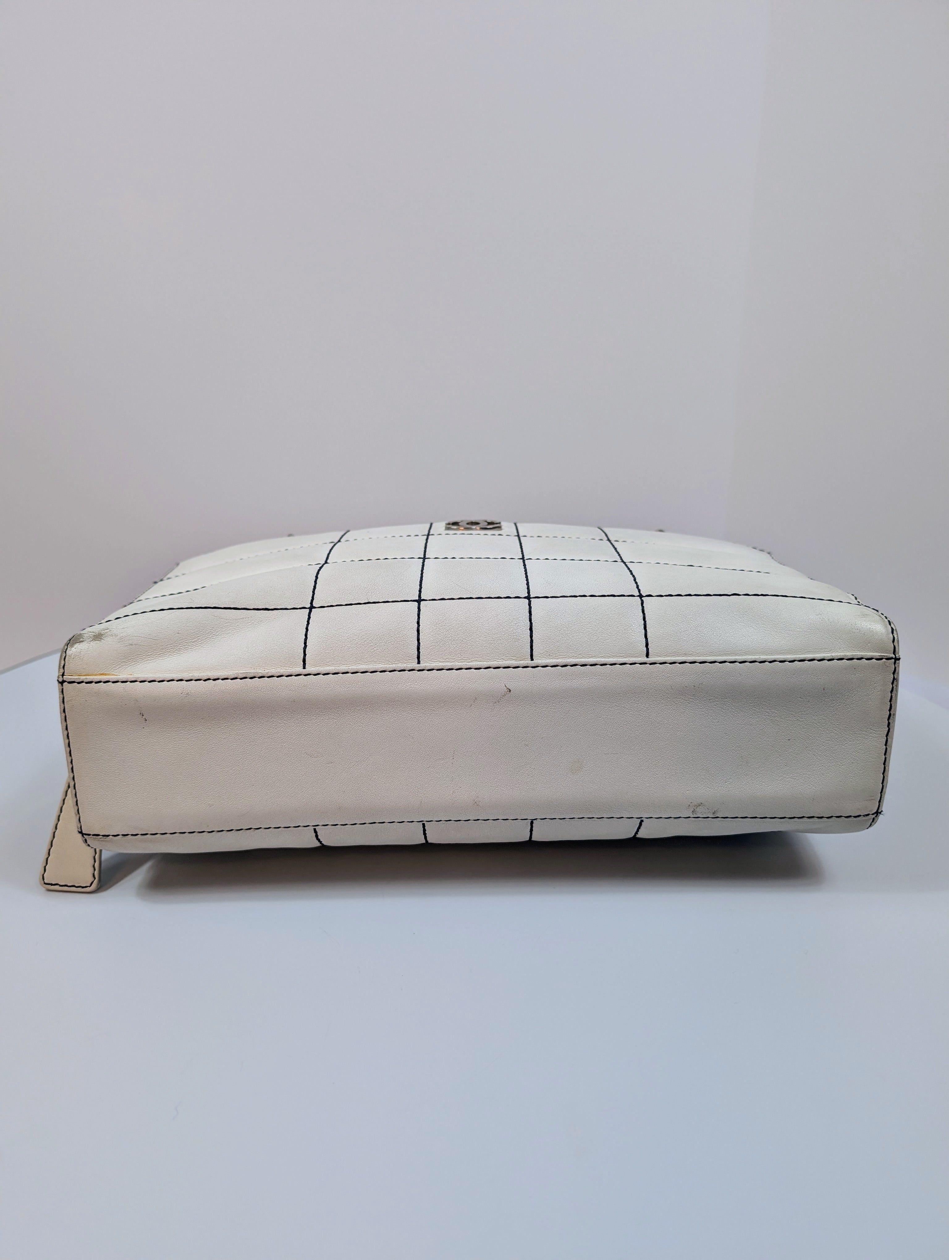 Chanel Vintage White Chocolate Bar/Camera Shoulder Bag