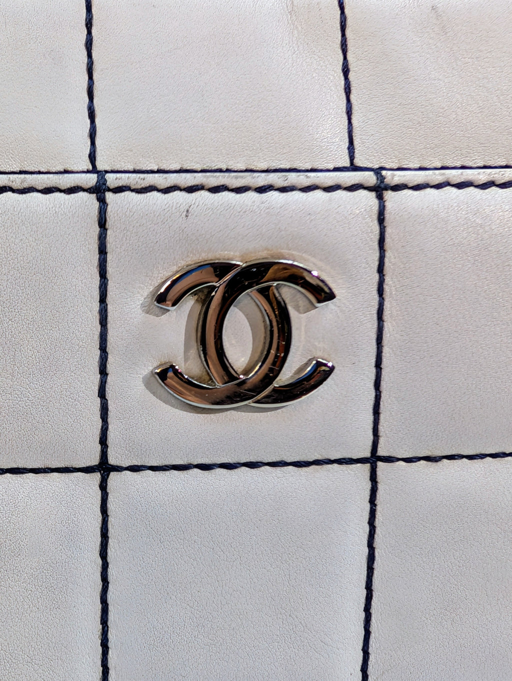 Chanel Vintage White Chocolate Bar/Camera Shoulder Bag