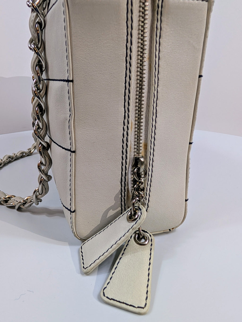 Chanel Vintage White Chocolate Bar/Camera Shoulder Bag