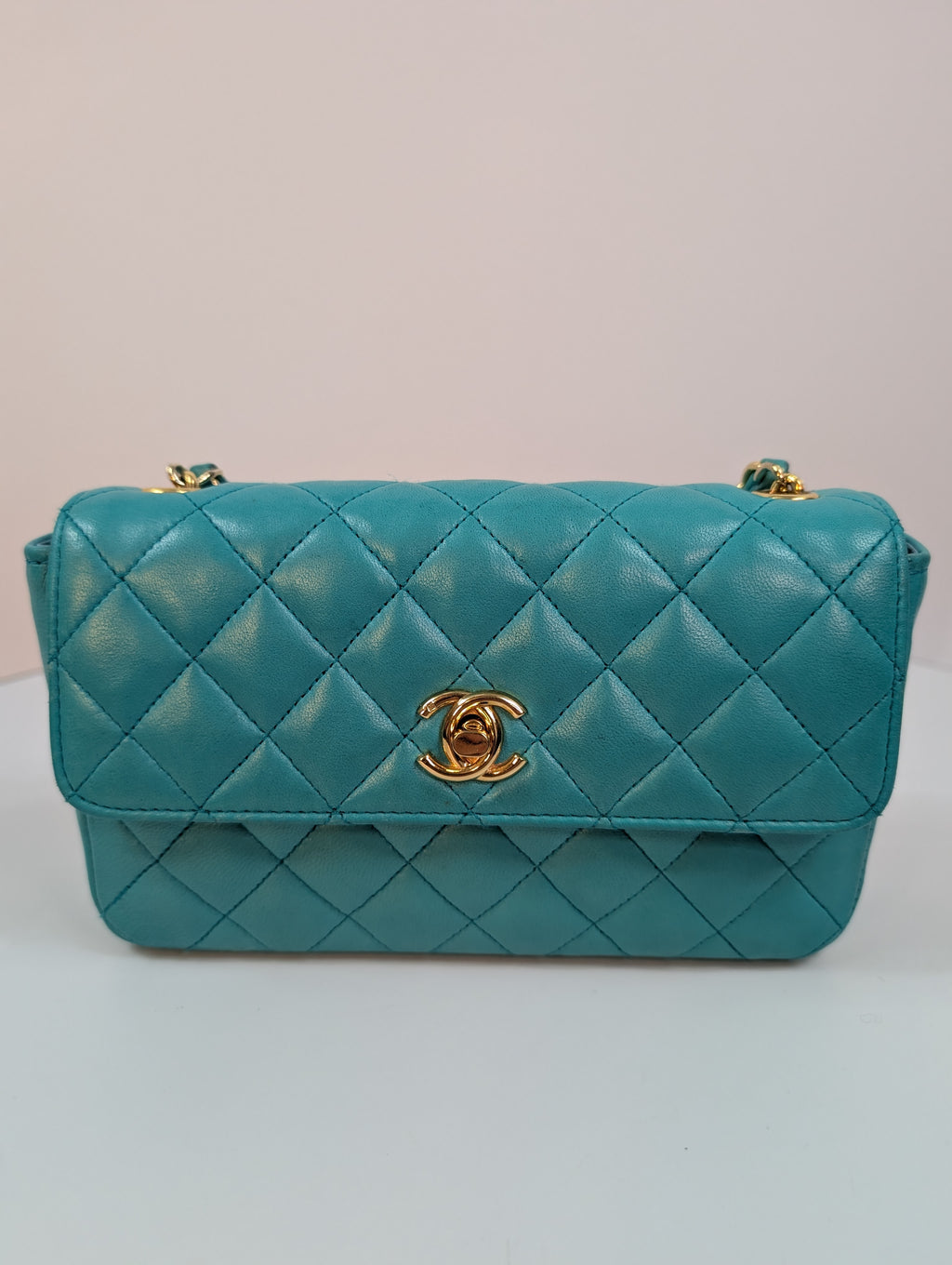 Chanel Vintage Teal Mini Rectangular Classic Flap Bag