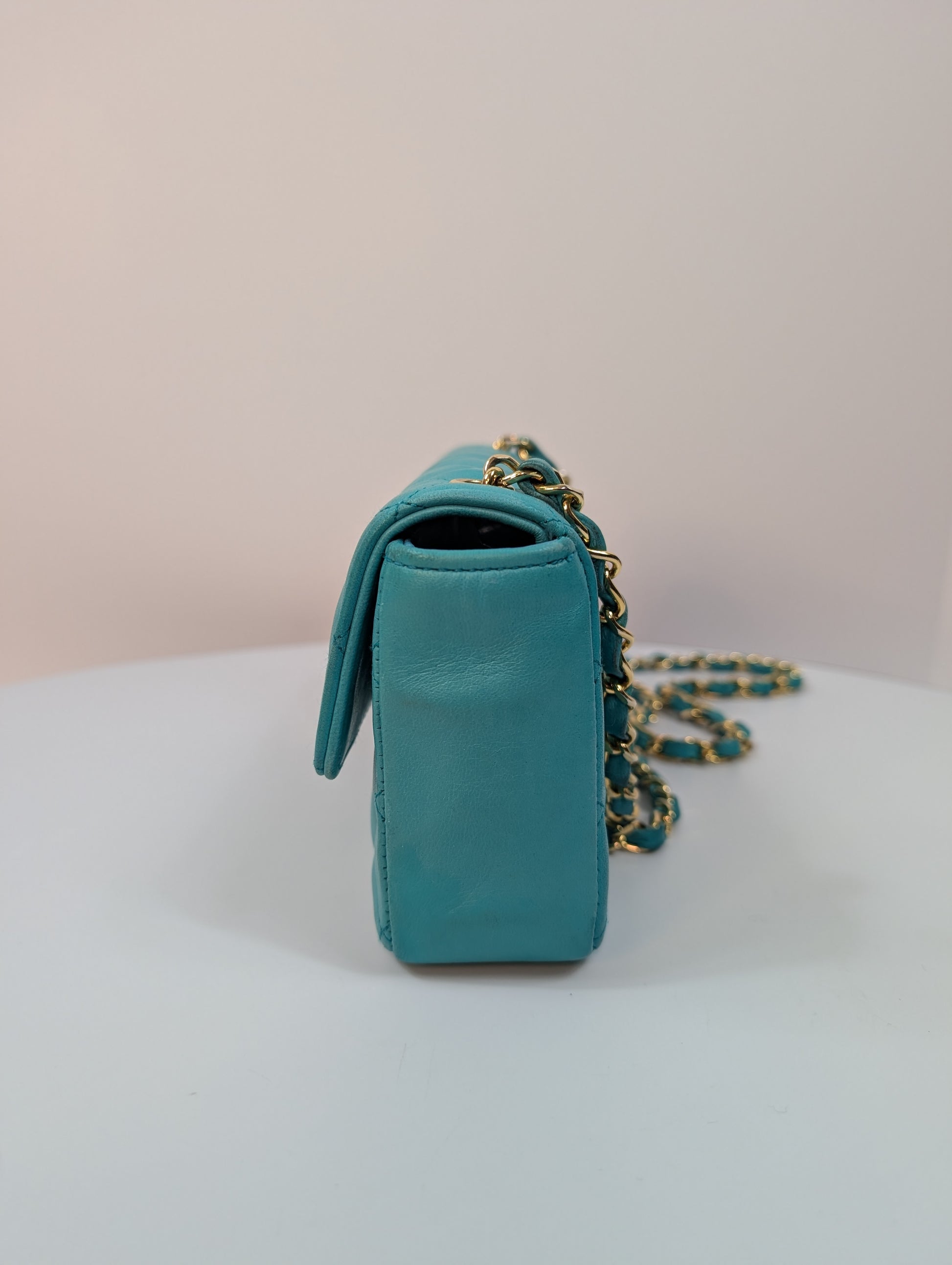 Chanel Vintage Teal Mini Rectangular Classic Flap Bag