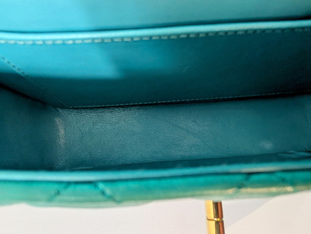 Chanel Vintage Teal Mini Rectangular Classic Flap Bag