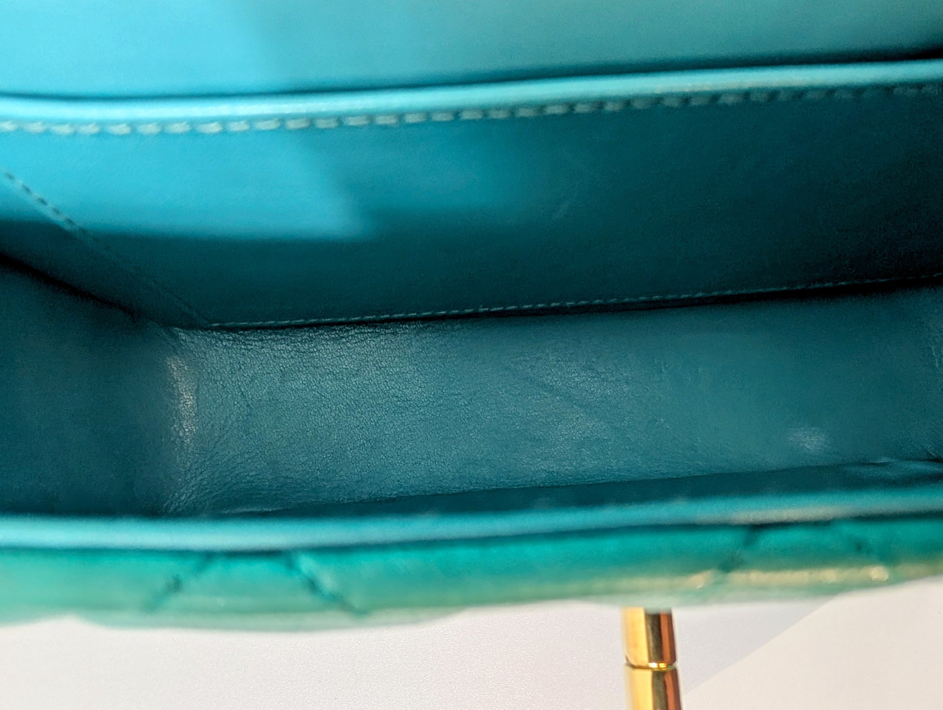 Chanel Vintage Teal Mini Rectangular Classic Flap Bag