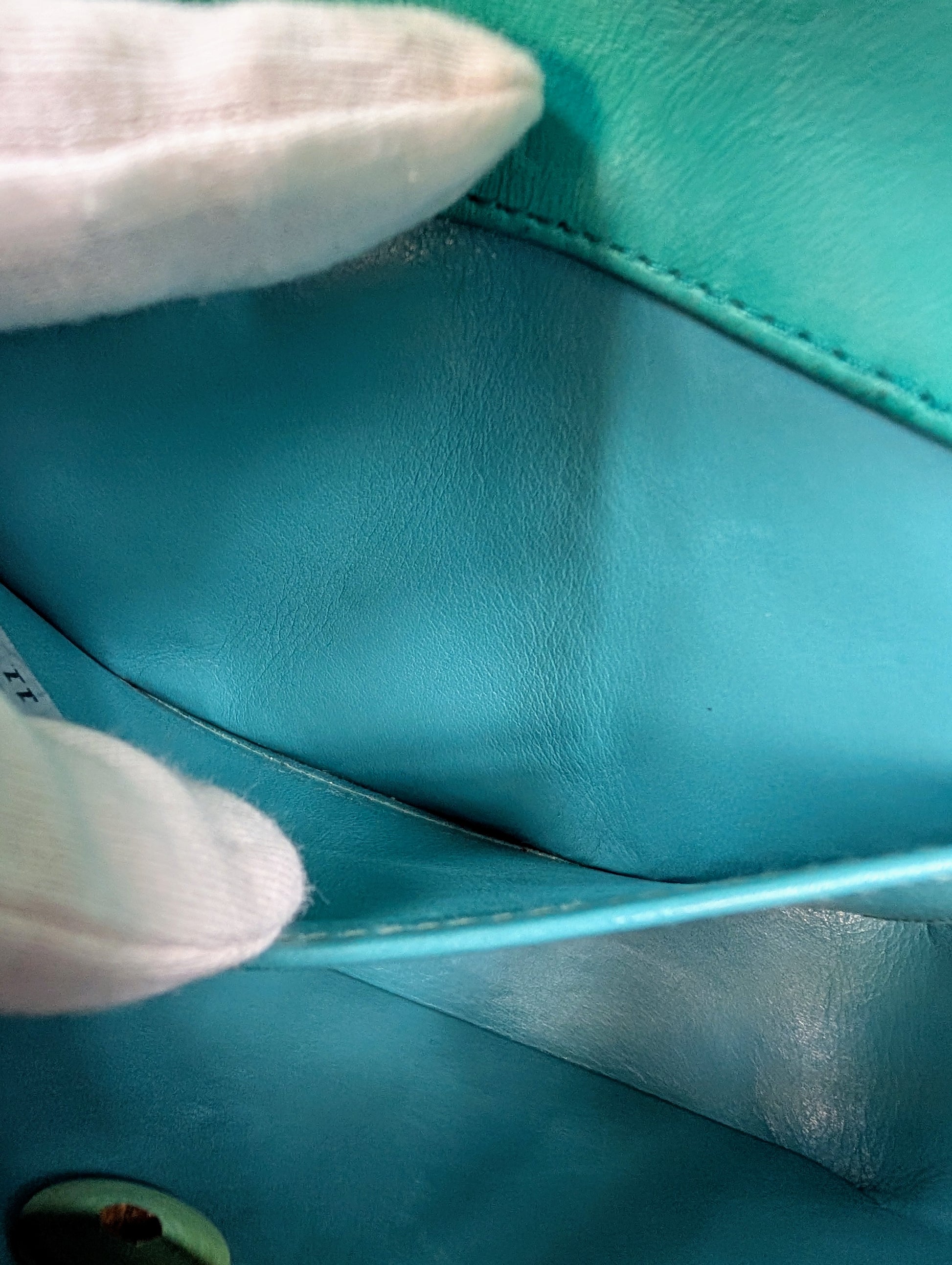 Chanel Vintage Teal Mini Rectangular Classic Flap Bag