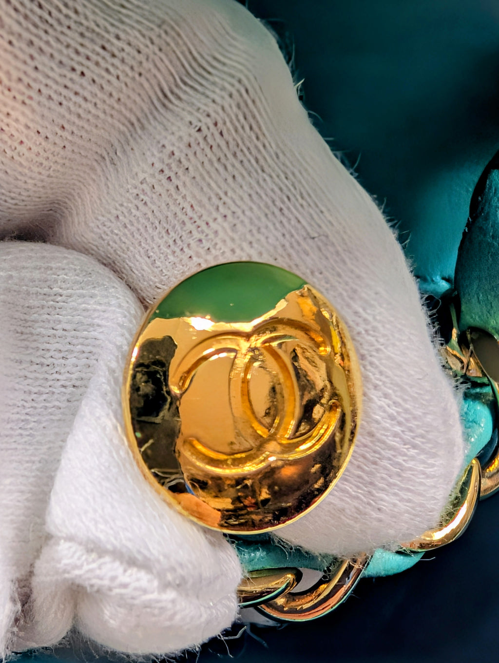 Chanel Vintage Teal Mini Rectangular Classic Flap Bag