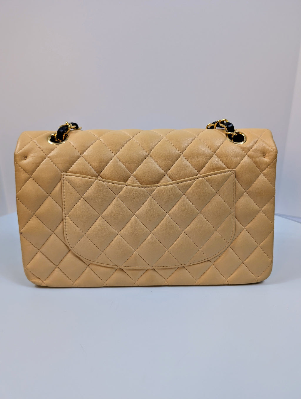 Chanel Rare Vintage Classic Double Flap Bag in Pale Yellow Lambskin with Black Hardware