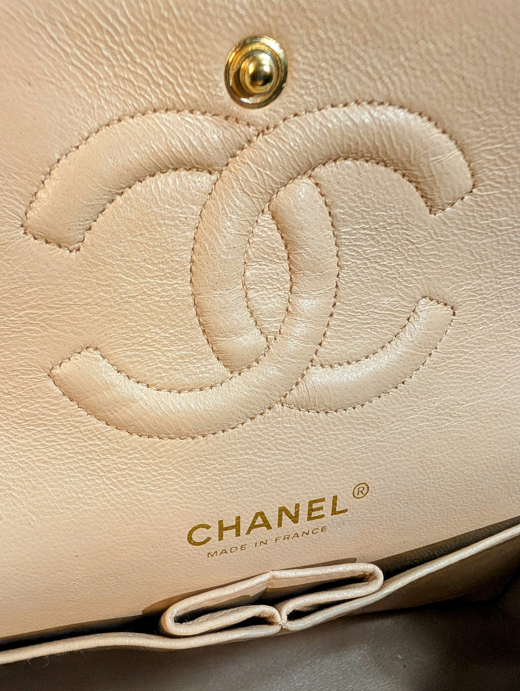Chanel Rare Vintage Classic Double Flap Bag in Pale Yellow Lambskin with Black Hardware