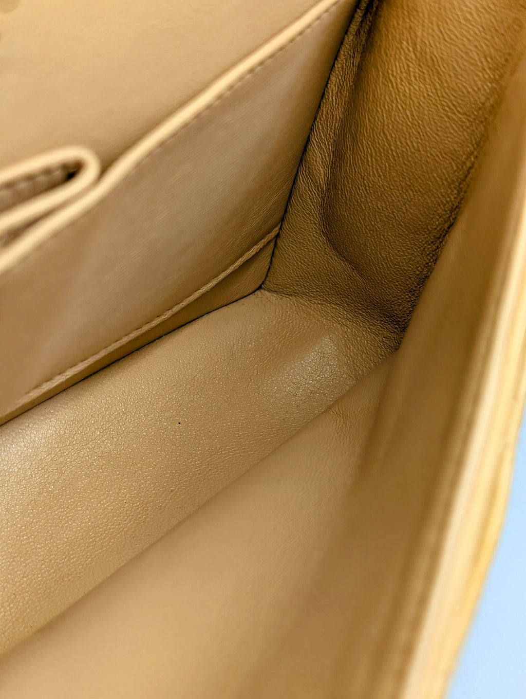 Chanel Rare Vintage Classic Double Flap Bag in Pale Yellow Lambskin with Black Hardware