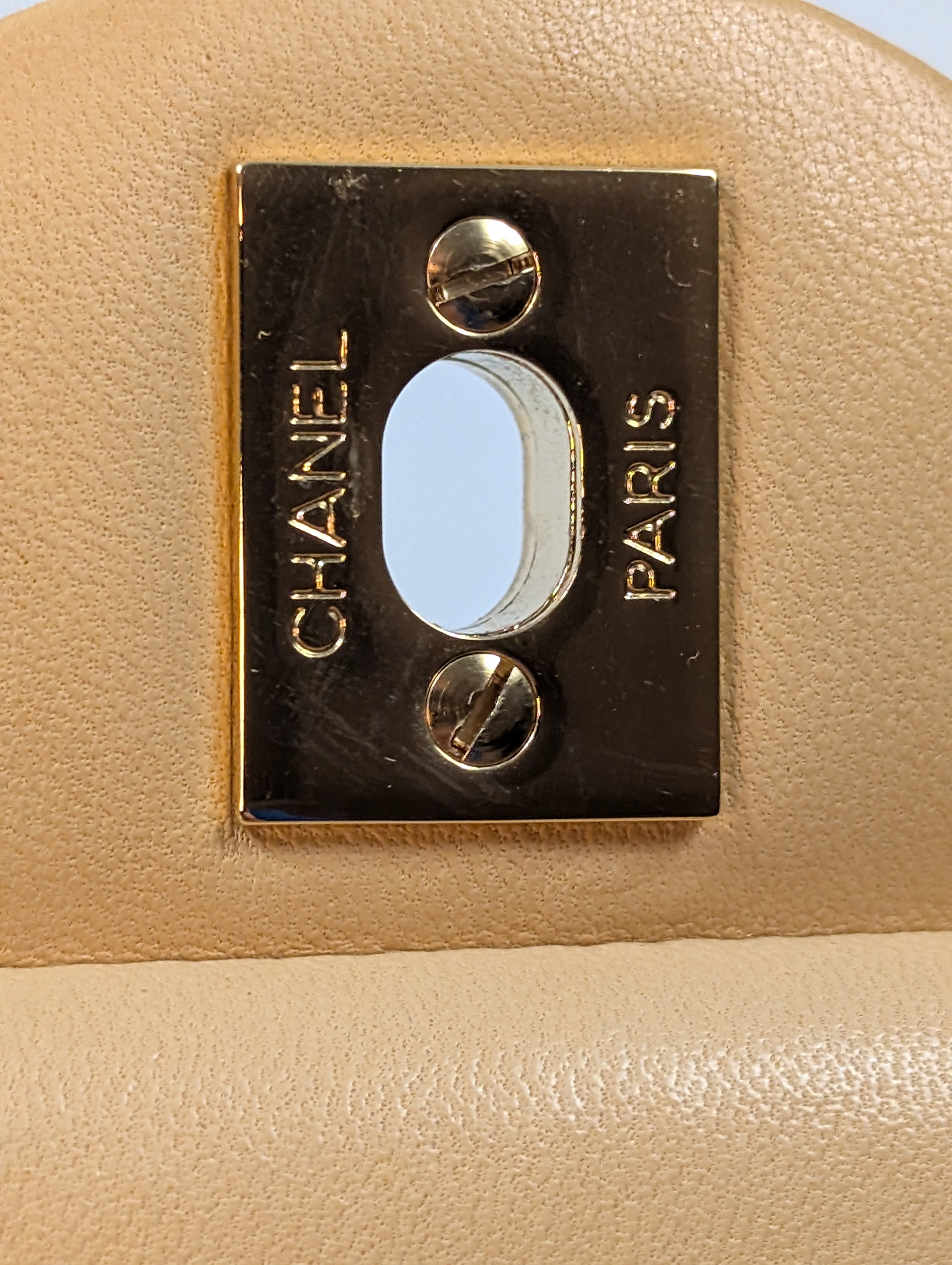 Chanel Rare Vintage Classic Double Flap Bag in Pale Yellow Lambskin with Black Hardware