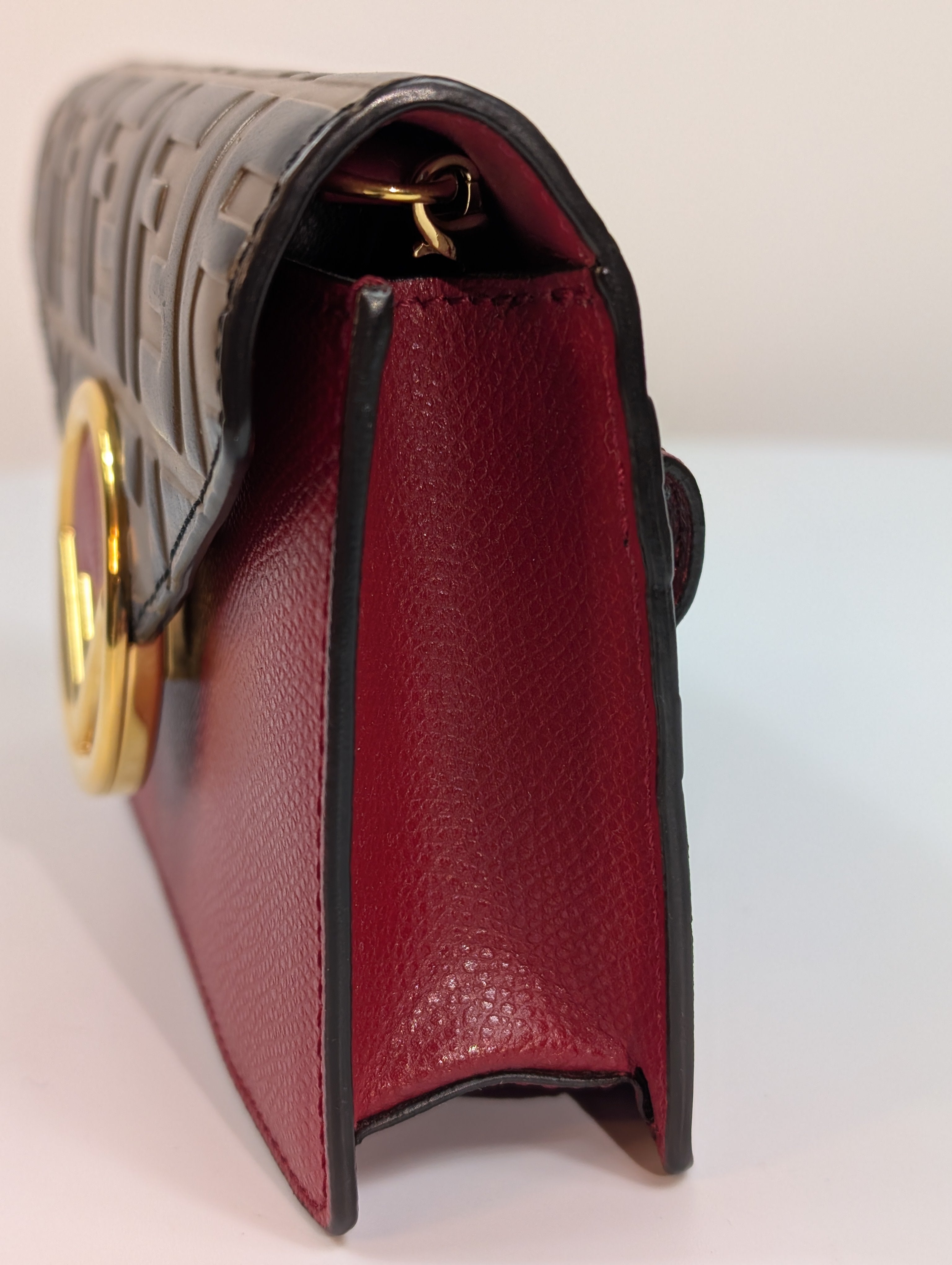 Fendi Red Continental Wallet on Chain (WOC) with Removable Card Holder