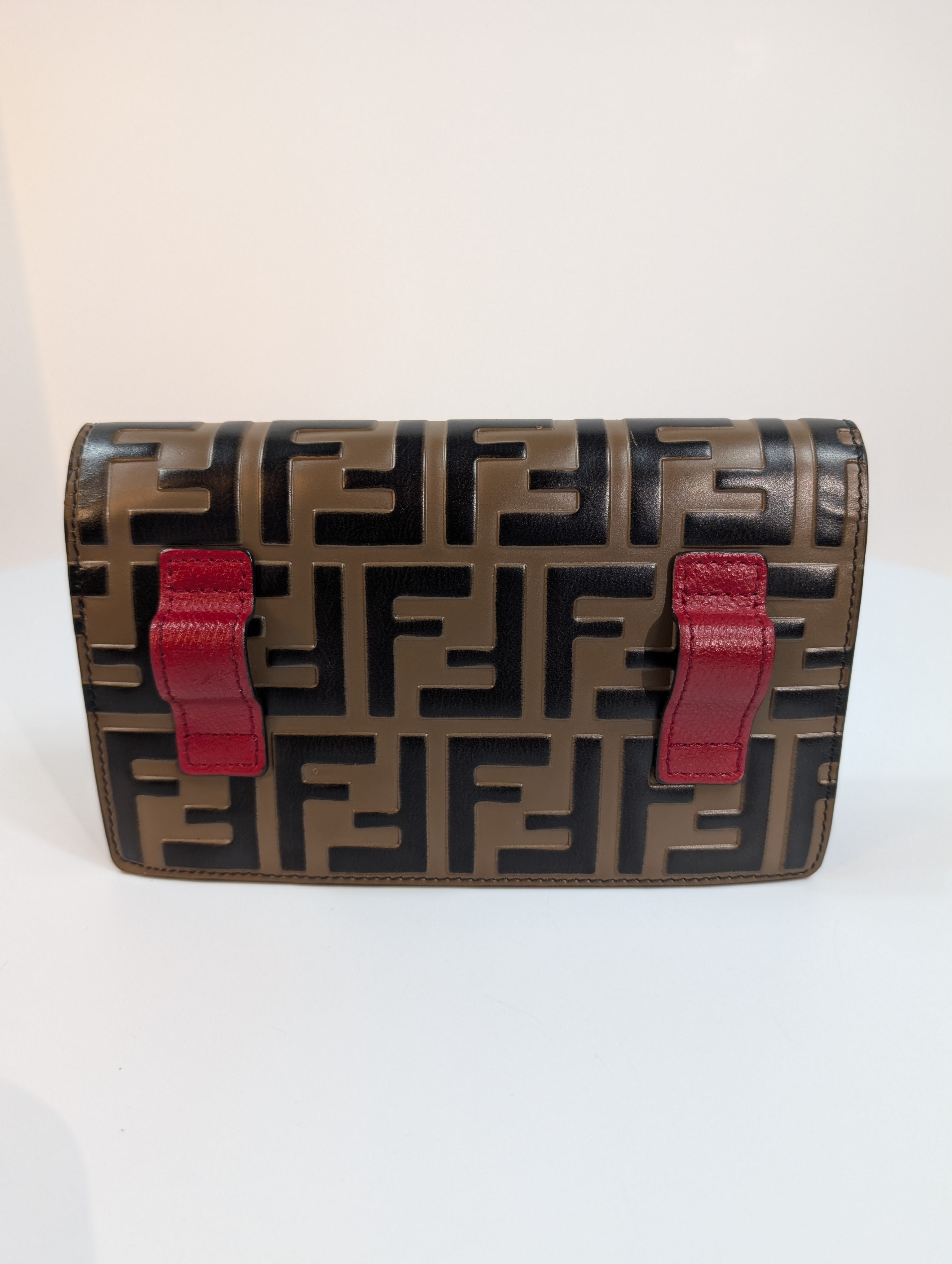 Fendi Red Continental Wallet on Chain (WOC) with Removable Card Holder