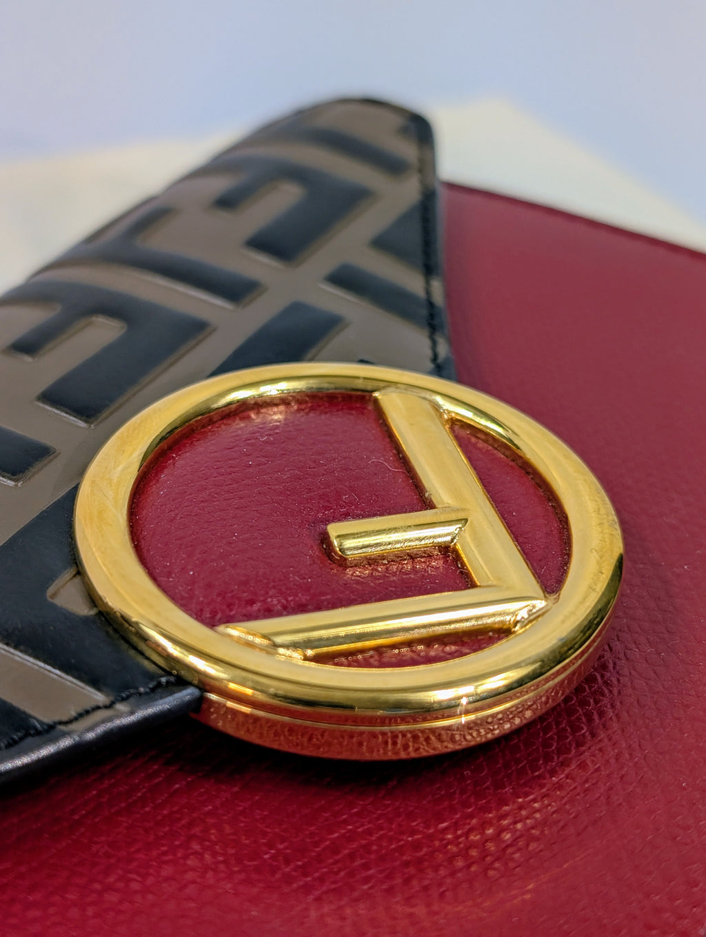 Fendi Red Continental Wallet on Chain (WOC) with Removable Card Holder