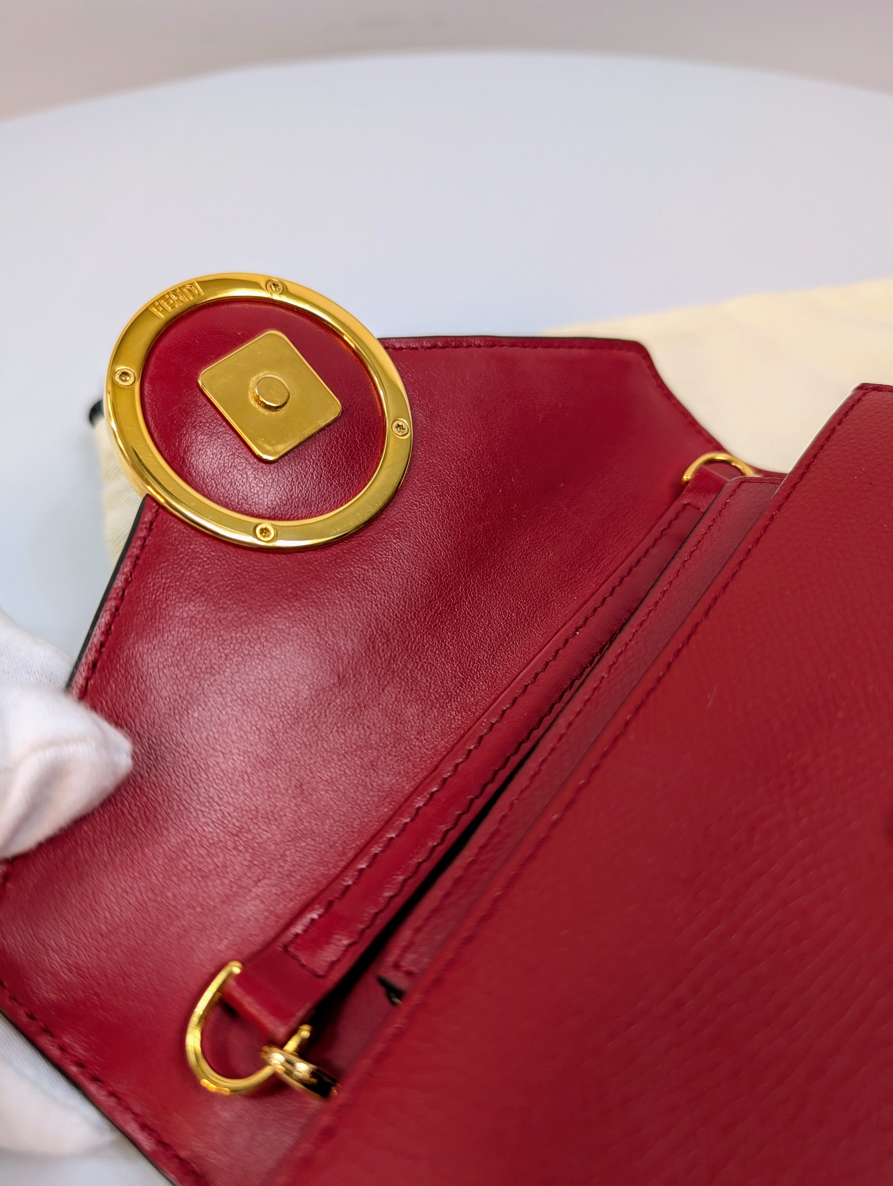 Fendi Red Continental Wallet on Chain (WOC) with Removable Card Holder