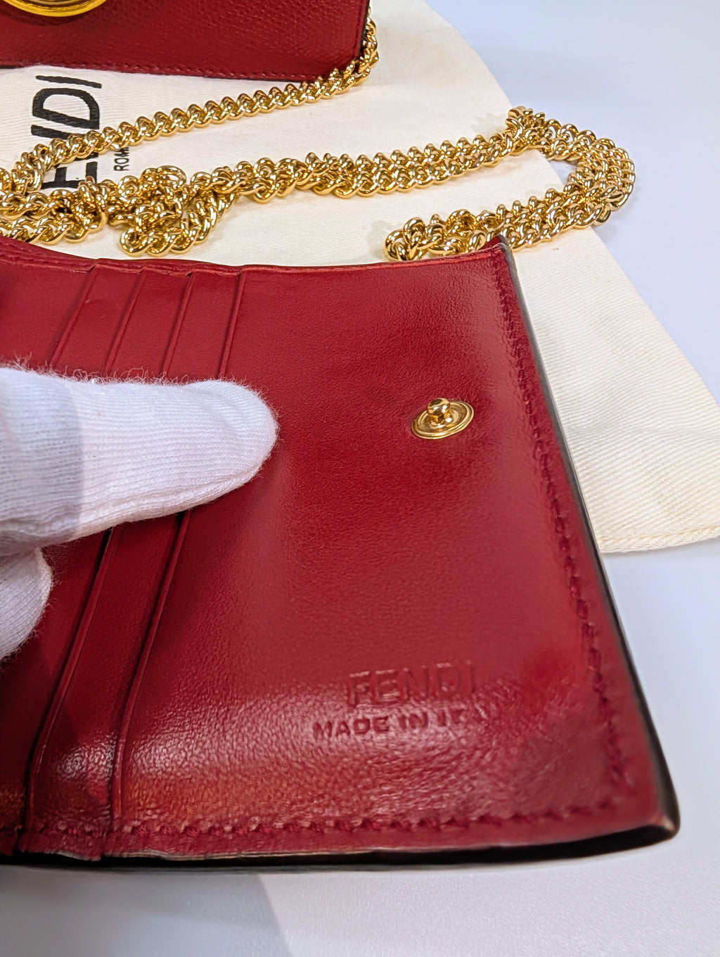 Fendi Red Continental Wallet on Chain (WOC) with Removable Card Holder