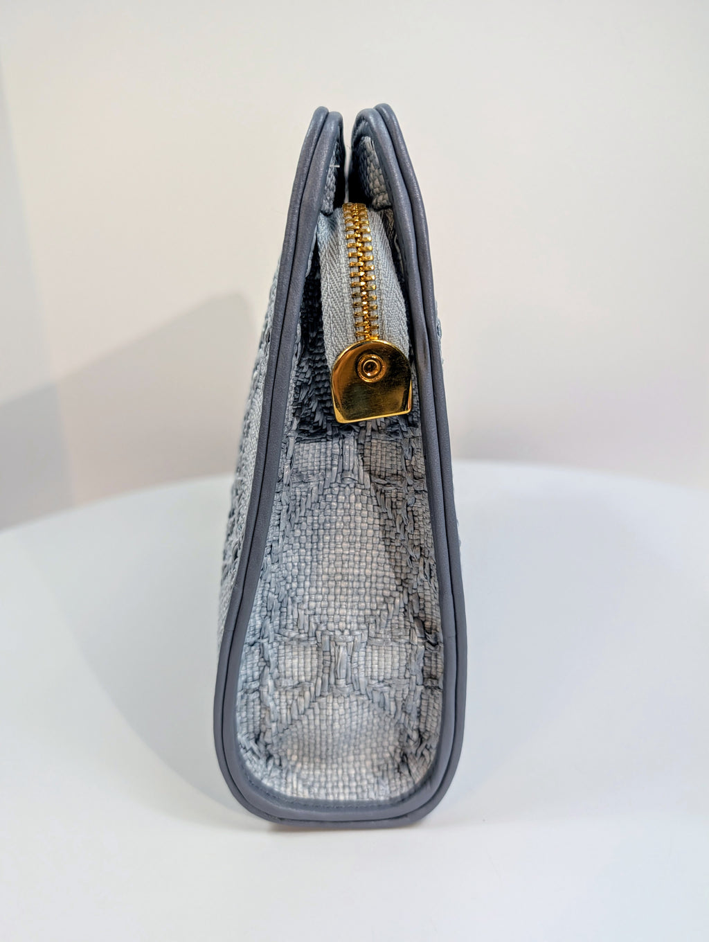 Christian Dior Raffia Cannage Caro Zipped Wristlet