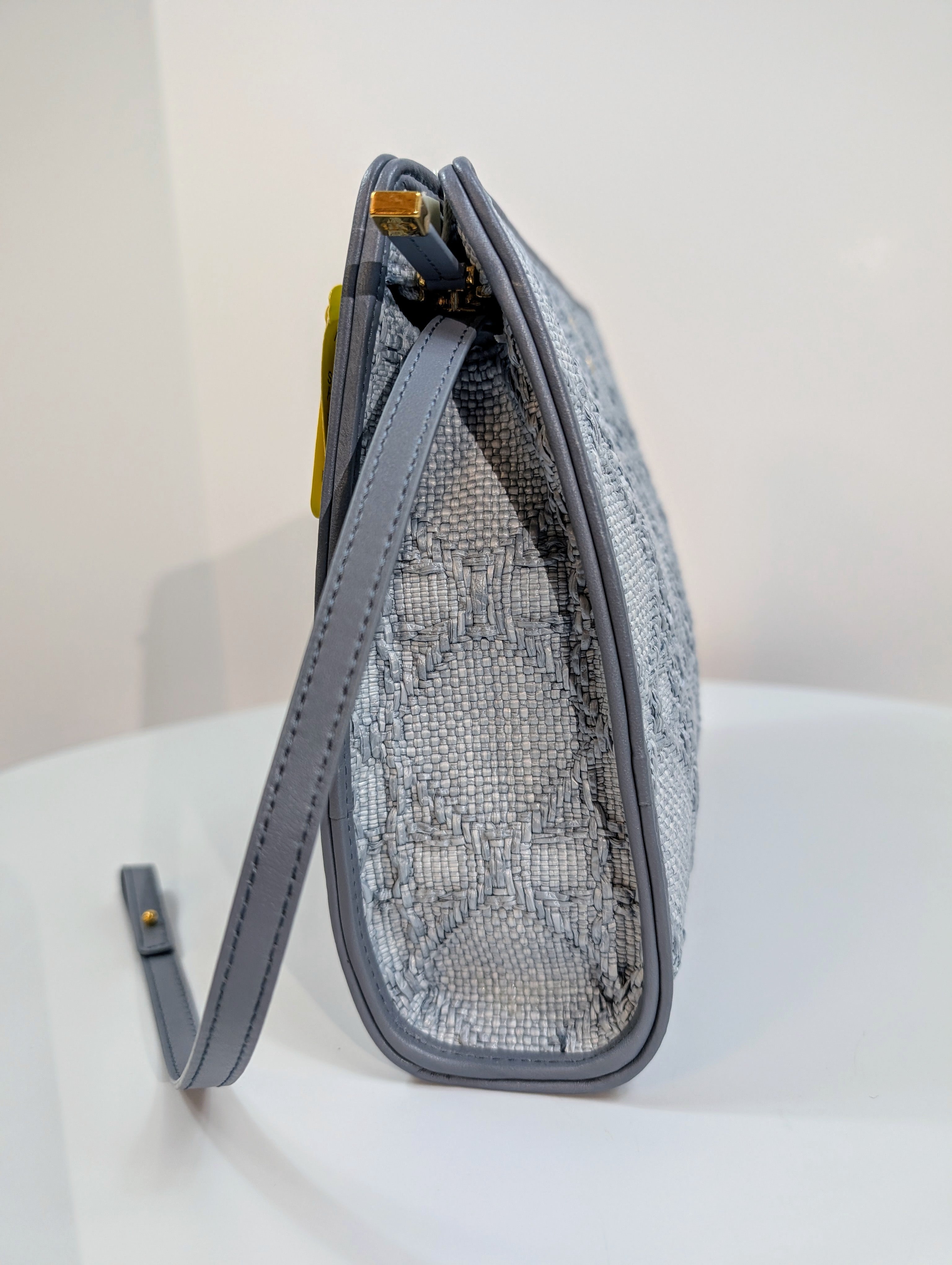 Christian Dior Raffia Cannage Caro Zipped Wristlet